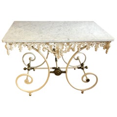 Exquisitely Sweet French Pastry Table with White Iron Base and Marble Top