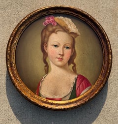 Enchanting Antique Portrait of a Courtisane late 18th century painting  on wood