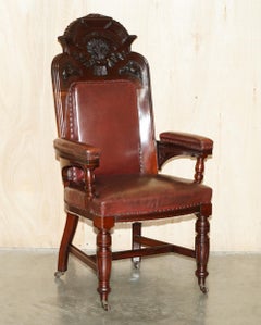 EXQUSIITE ANTIQUE ENGLISH HAND CARVED HARVEST "LABOUR & WAIT" THRONE ARMCHAiR
