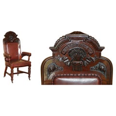 EXQUSIITE ANTIQUE ENGLISH HAND CARVED HARVEST "LABOUR & WAIT" THRONE ARMCHAiR