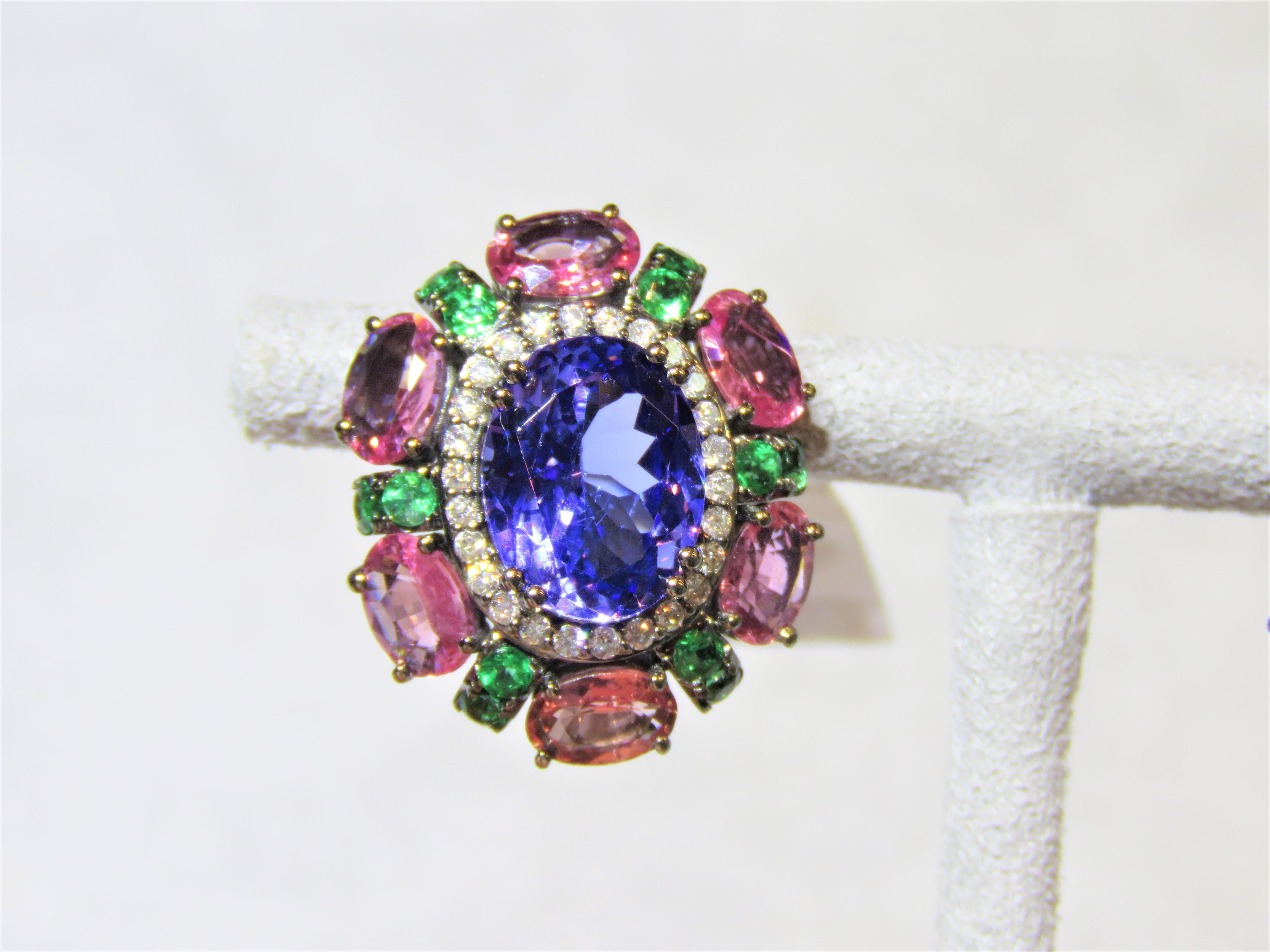 Mixed Cut Exqusite 18KT Gold Magnificent Rare 13CT Fancy Tanzanite Pink Sapphire Earrings For Sale