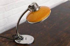 1930s Bauhaus nickel plated Sistrah table lamp T 2 by Otto Müller yellow shade
