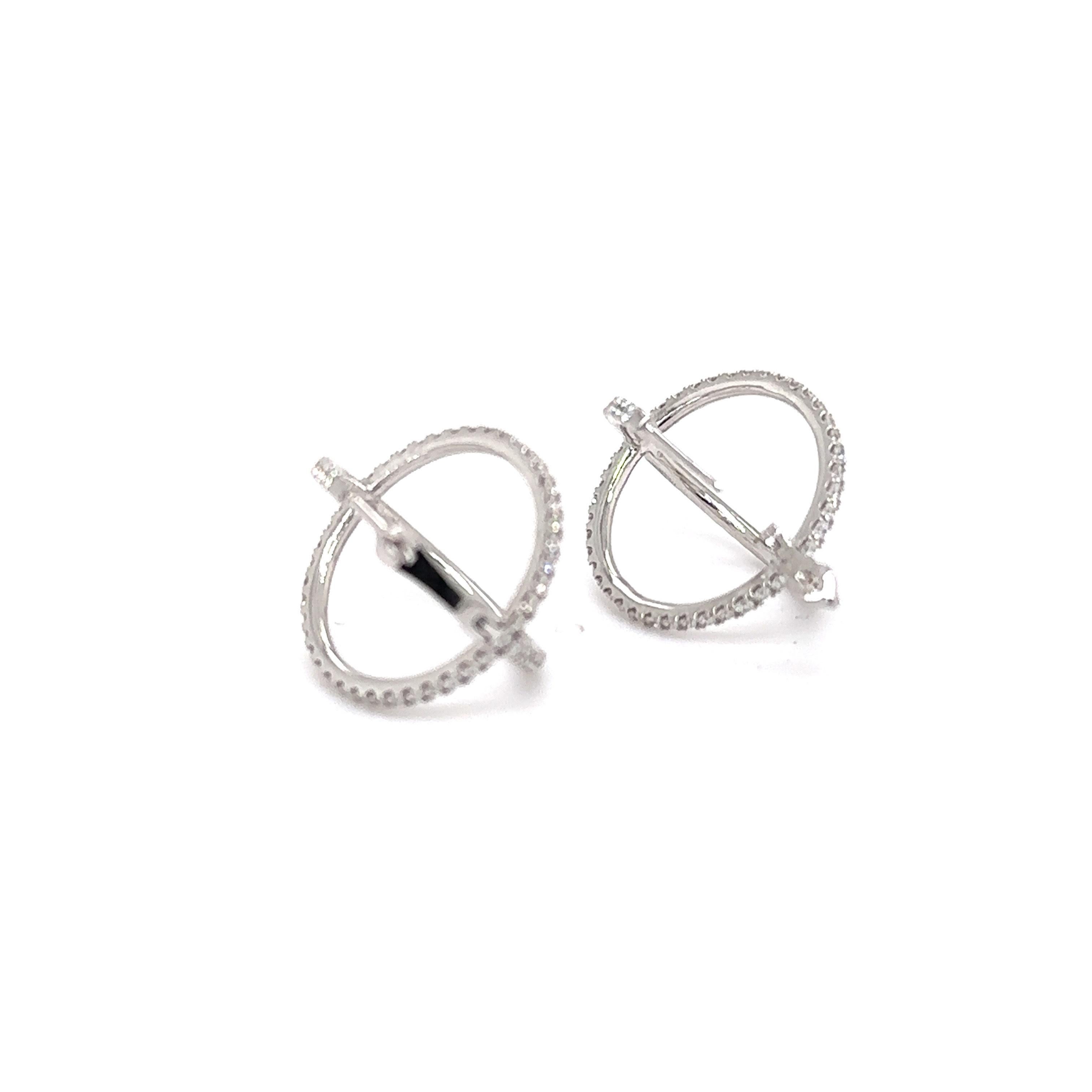 Women's EXROUND18 - 18K White Gold Round X Hoop Earrings For Sale