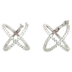 EXROUND18 - Boucles d'oreilles rondes X en or blanc 18 carats