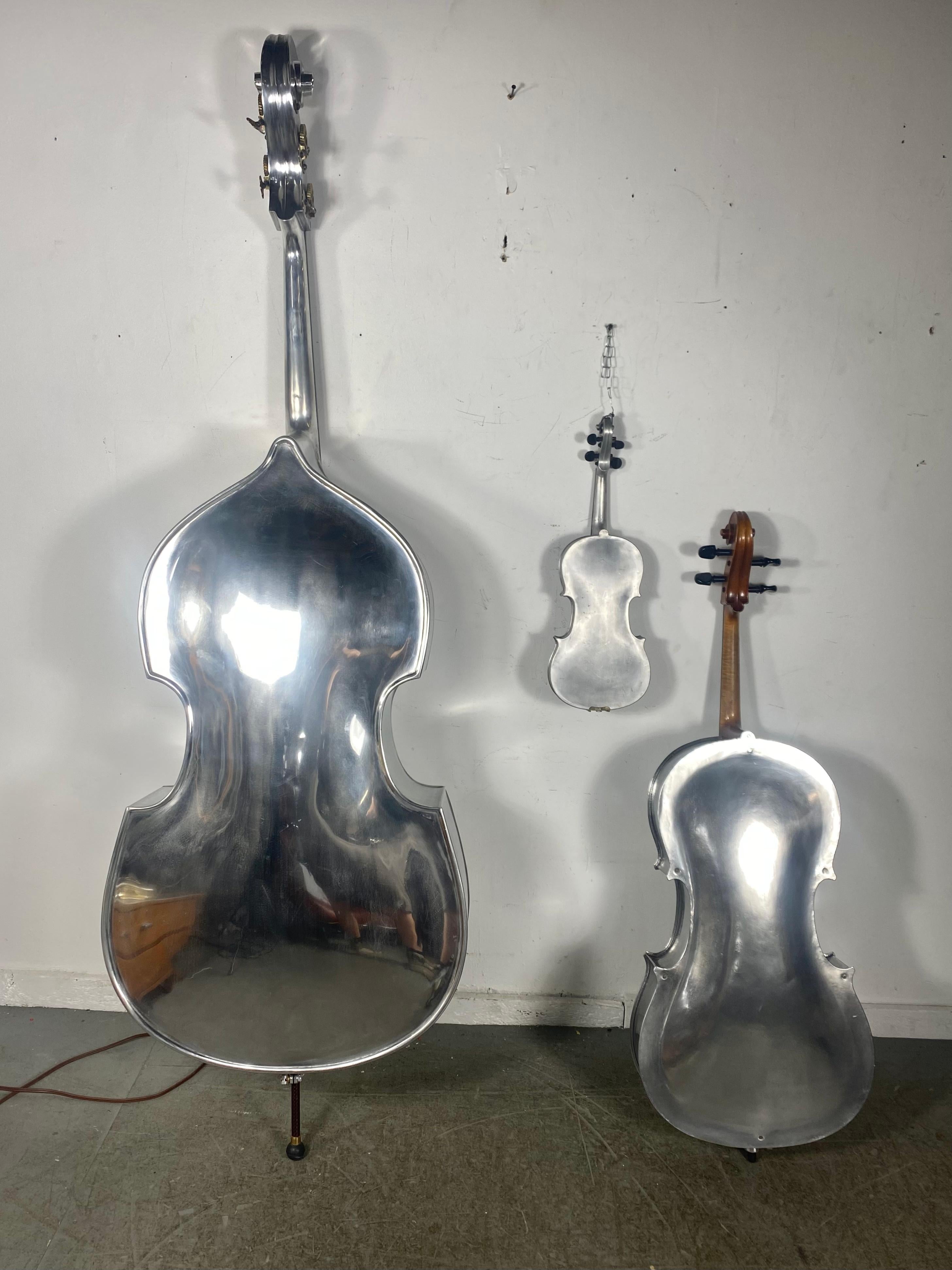 American Exstremely Rare Collection Alcoa Aluminum String Instruments, Bass, Cello, Violin For Sale