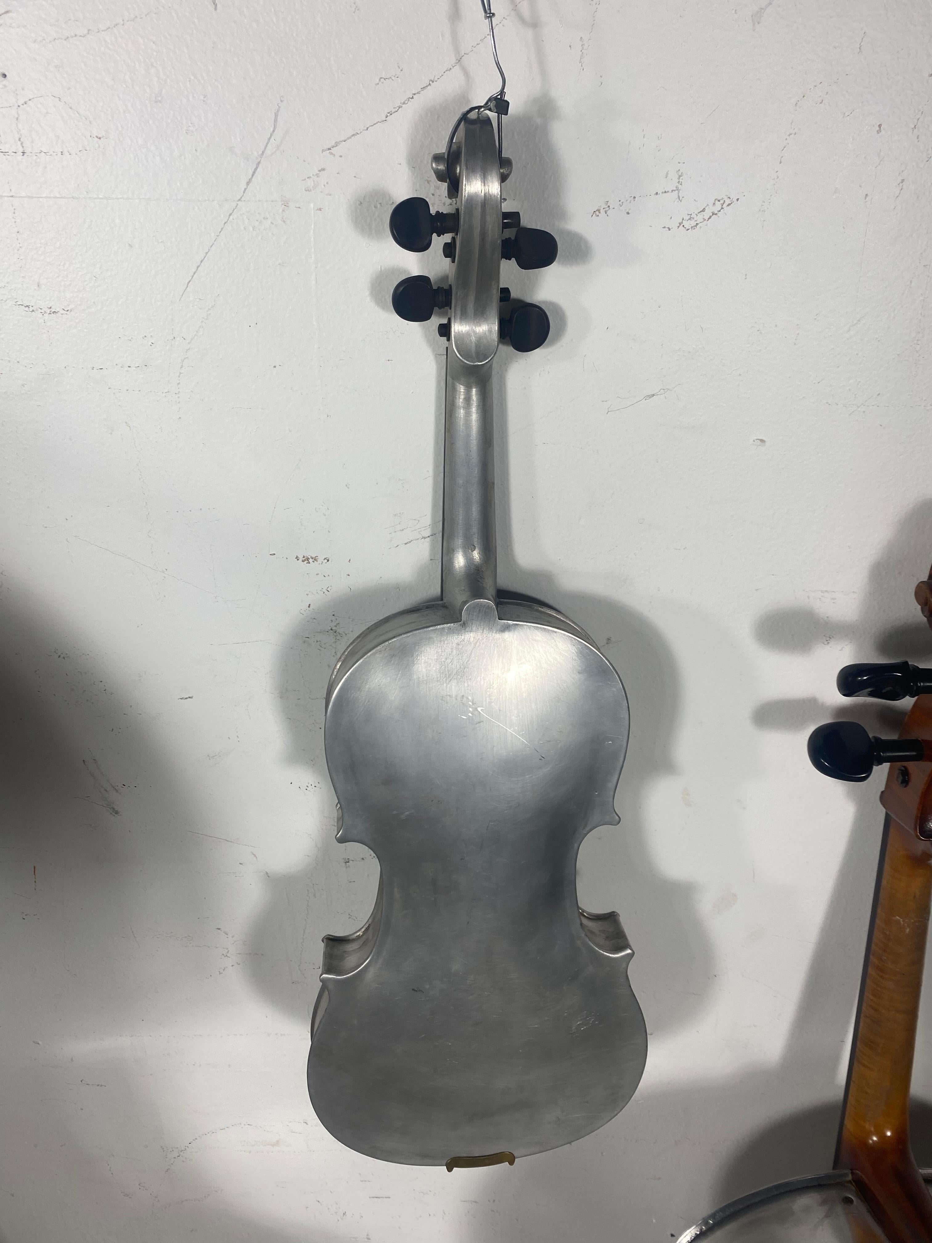 Exstremely Rare Collection Alcoa Aluminum String Instruments, Bass, Cello, Violin In Good Condition For Sale In Buffalo, NY