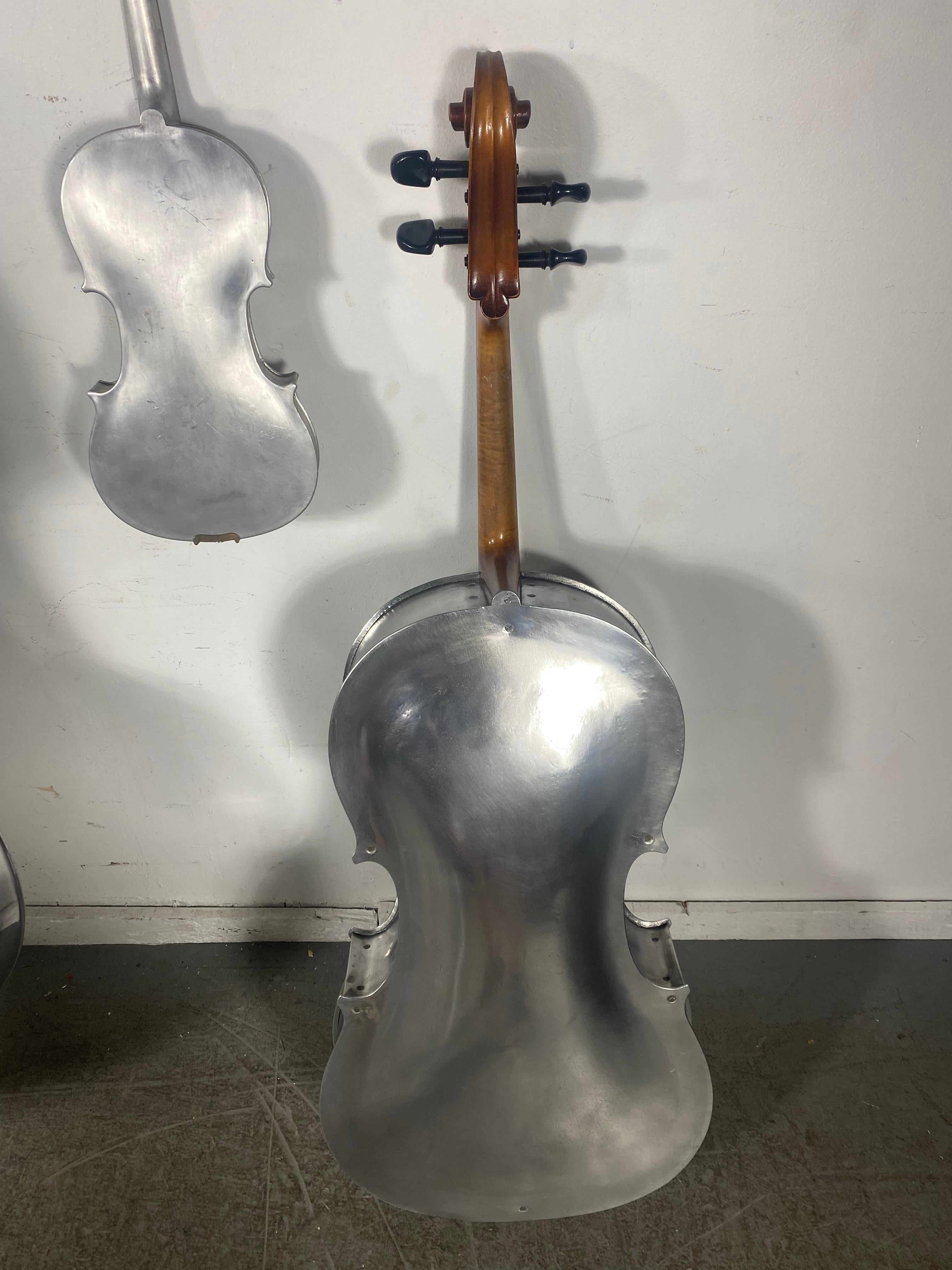 Mid-20th Century Exstremely Rare Collection Alcoa Aluminum String Instruments, Bass, Cello, Violin For Sale
