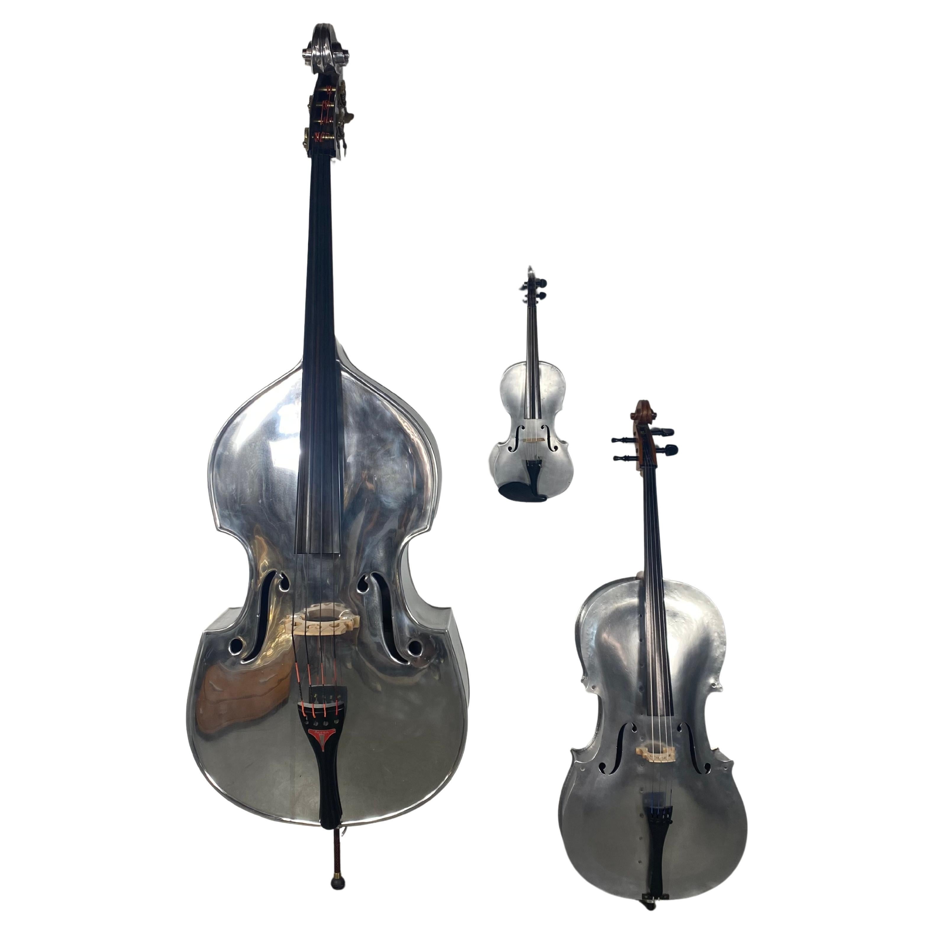 Exstremely Rare Collection Alcoa Aluminum String Instruments, Bass,Cello, Violin