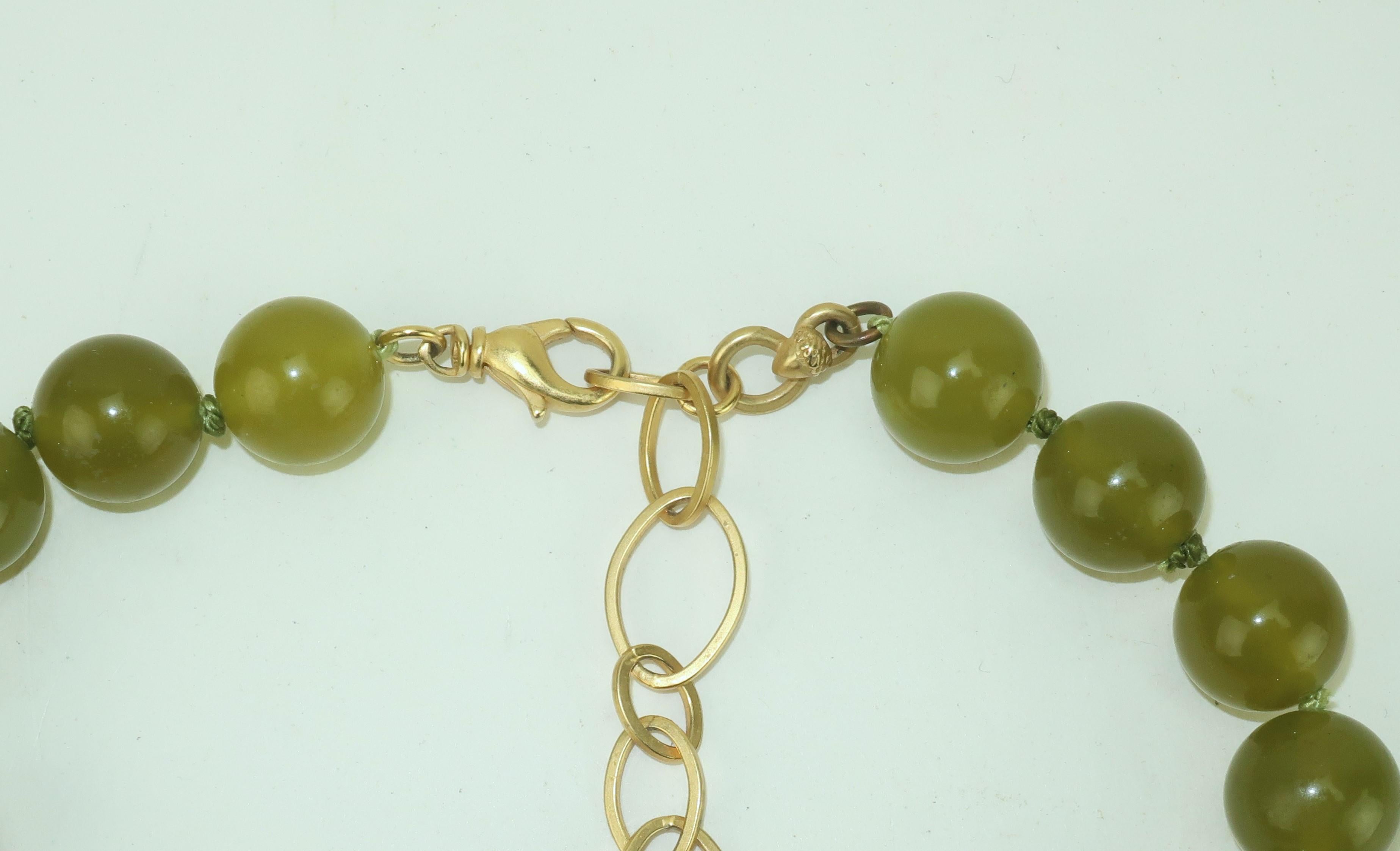 Women's EXTASIA Victorian Inspired Classical Green Glass Intaglio Necklace, 1990’s