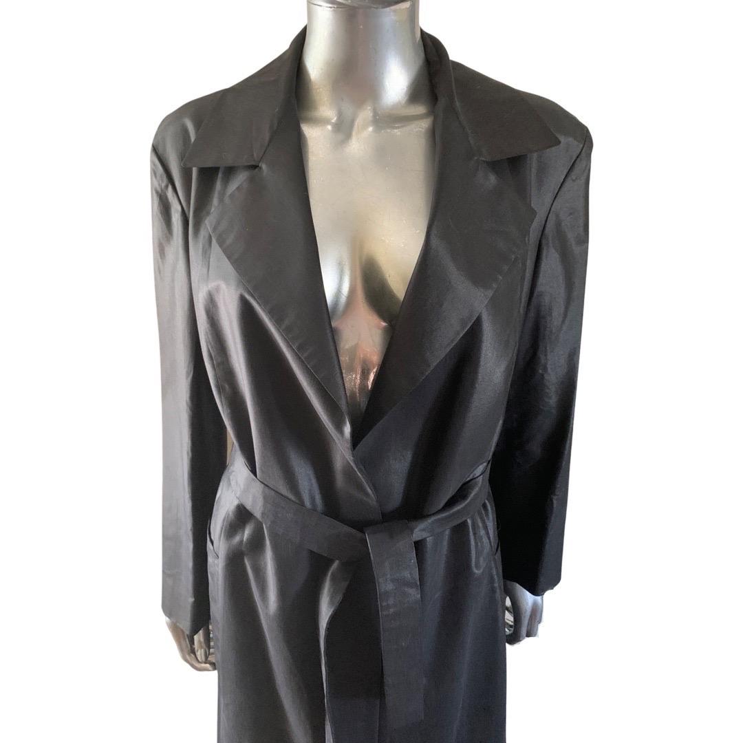 Women's Extē Collection Italy Black Sexy Trench Coat Size 8 For Sale