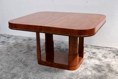 Extedable French Art Deco Dining Table in Thuja with Floral Carving, circa 1930
