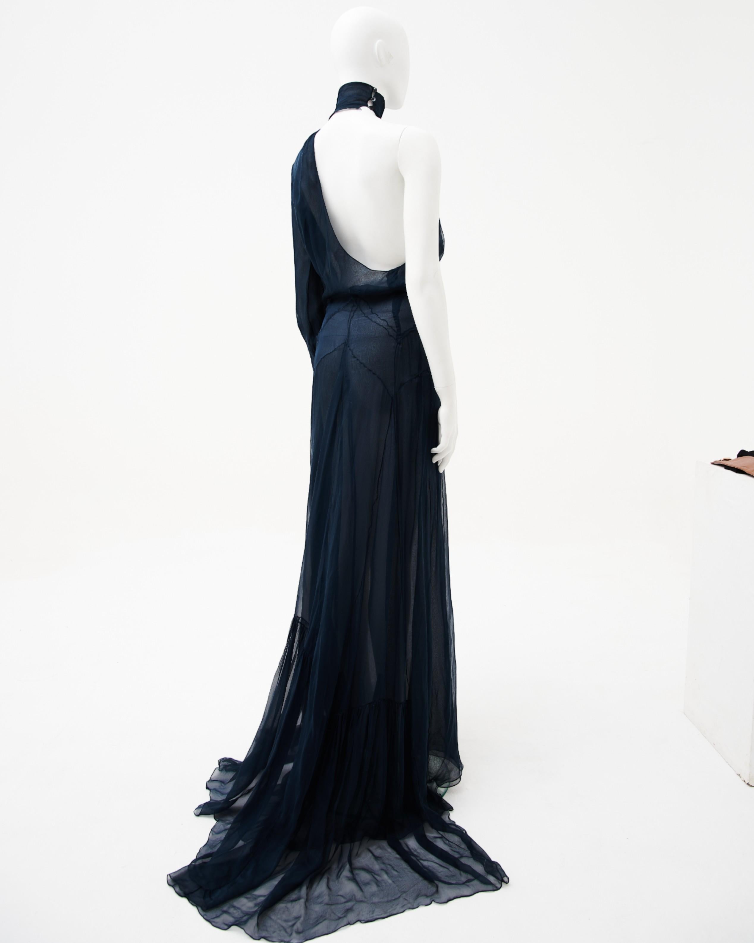 Exte	Ealr 90s Teal One-shoulder silky evening dress with train In Excellent Condition For Sale In Milano, IT