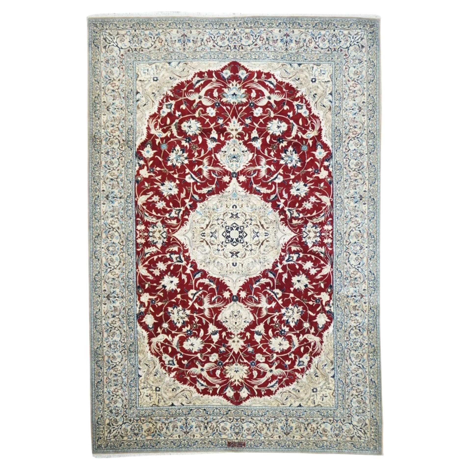 Tappeto Nain persiano d'epoca estremamente fine 6'1'' x 9'3''