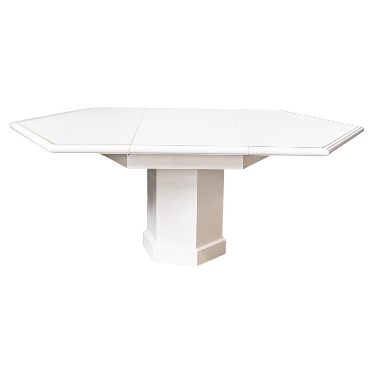 Extendable 1980s Mario Sabot Dining Table in White Lacquered Wood