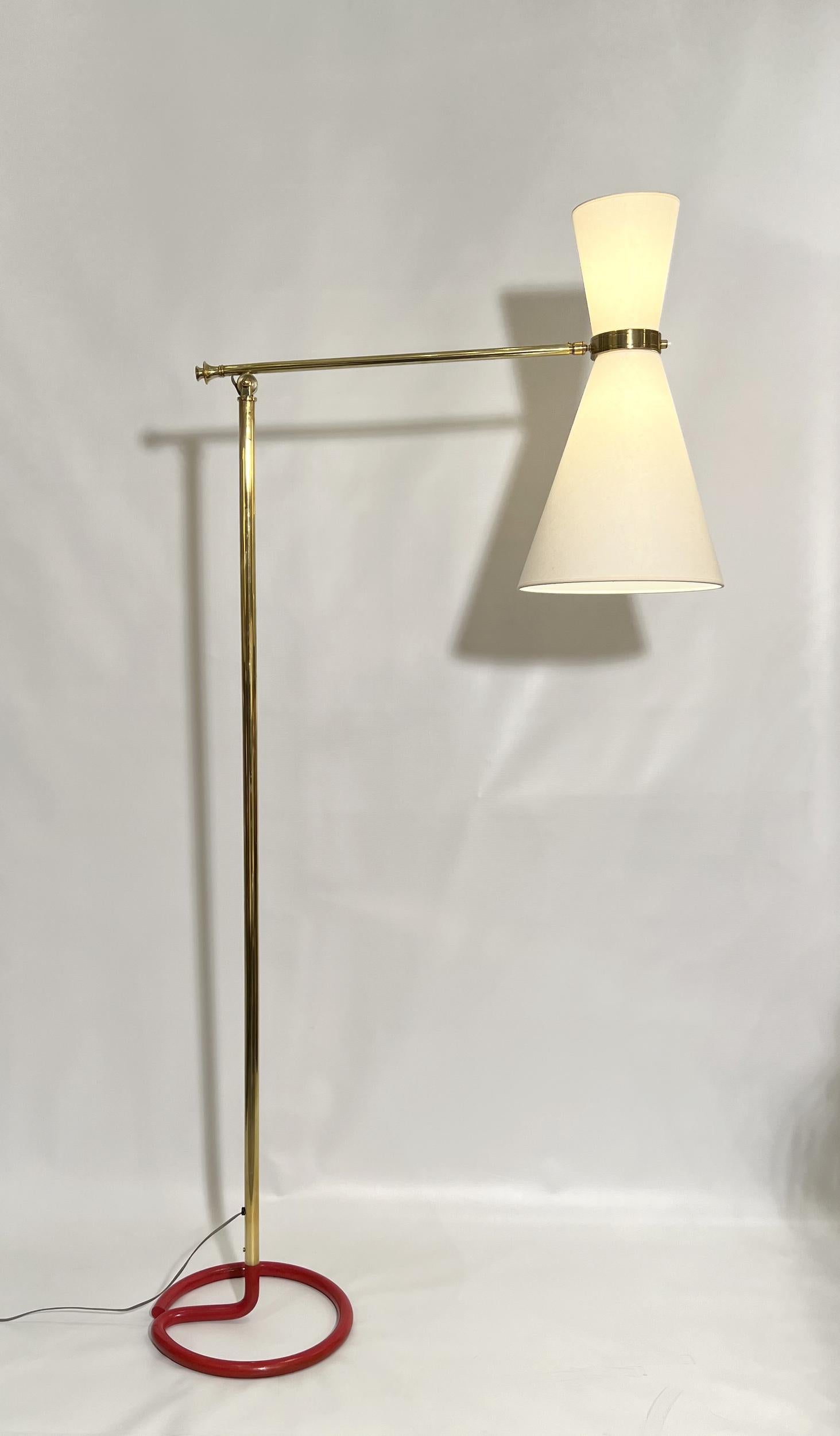 Mid-Century Modern Extendable and articulated floor lamp, by Maison Stablet, France circa 1940/1950