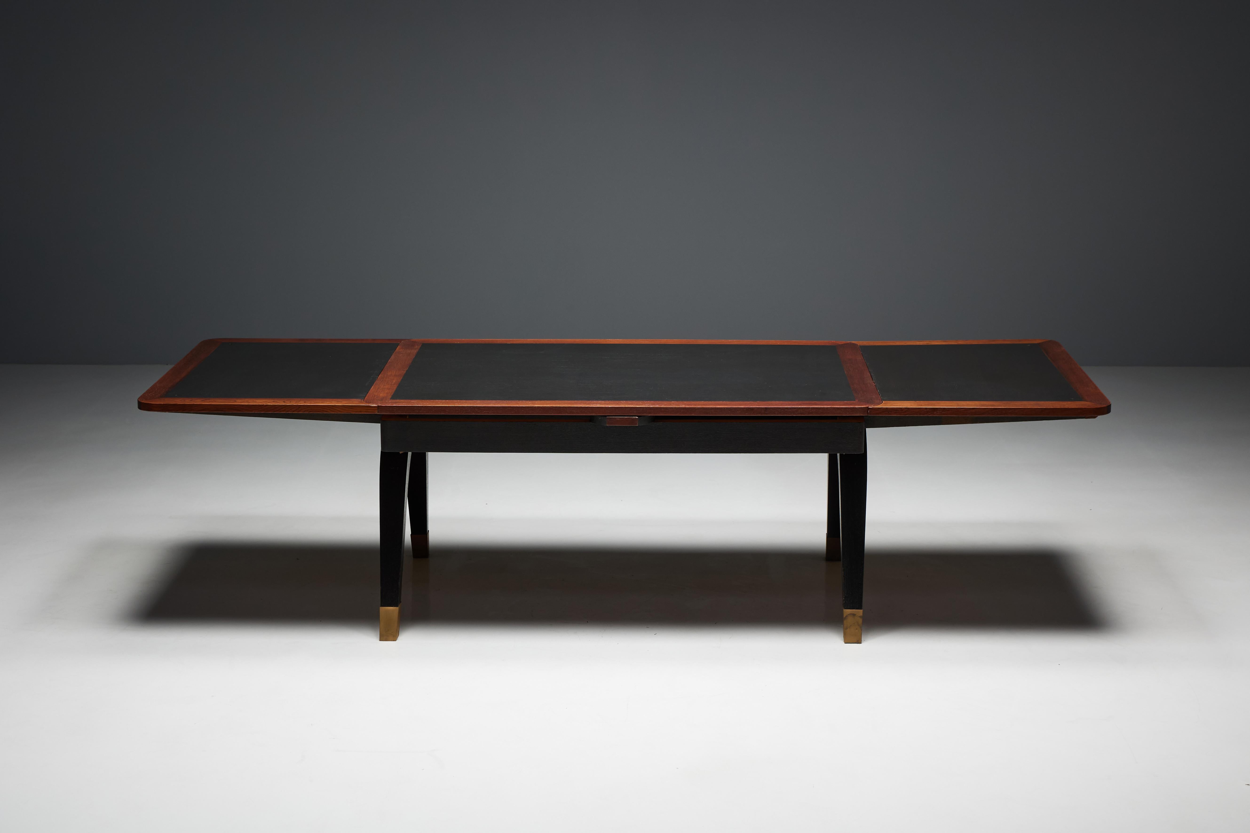 Brass Art Deco Dining Table, Belgium, 1970s For Sale