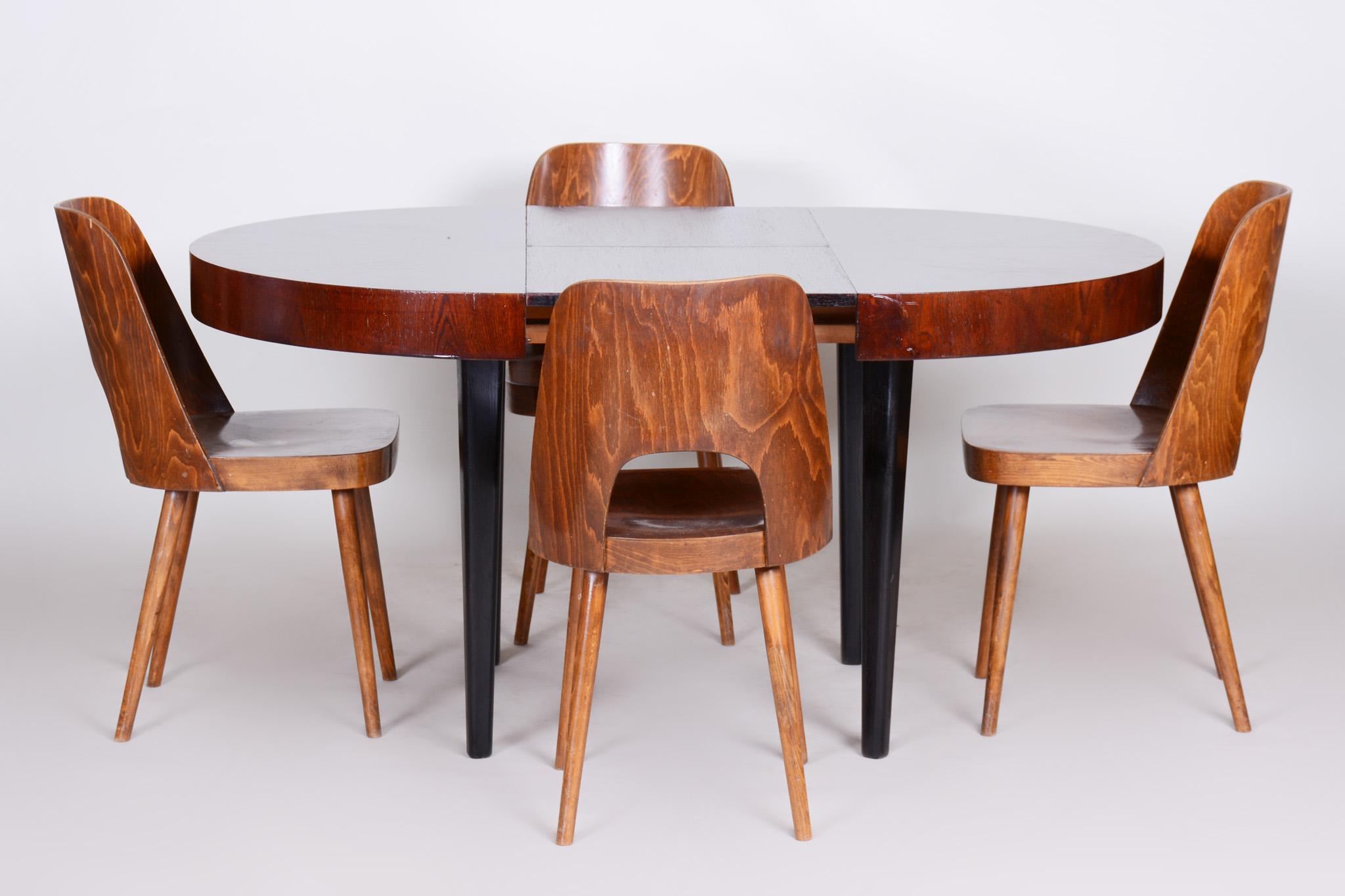 Extendable Art Deco Dining Table Designed by Jindřich Halabala, UP Závody, 1940s For Sale 7