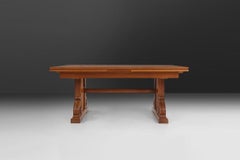 Extendable Art Deco Dining Table in full oak, 1940s