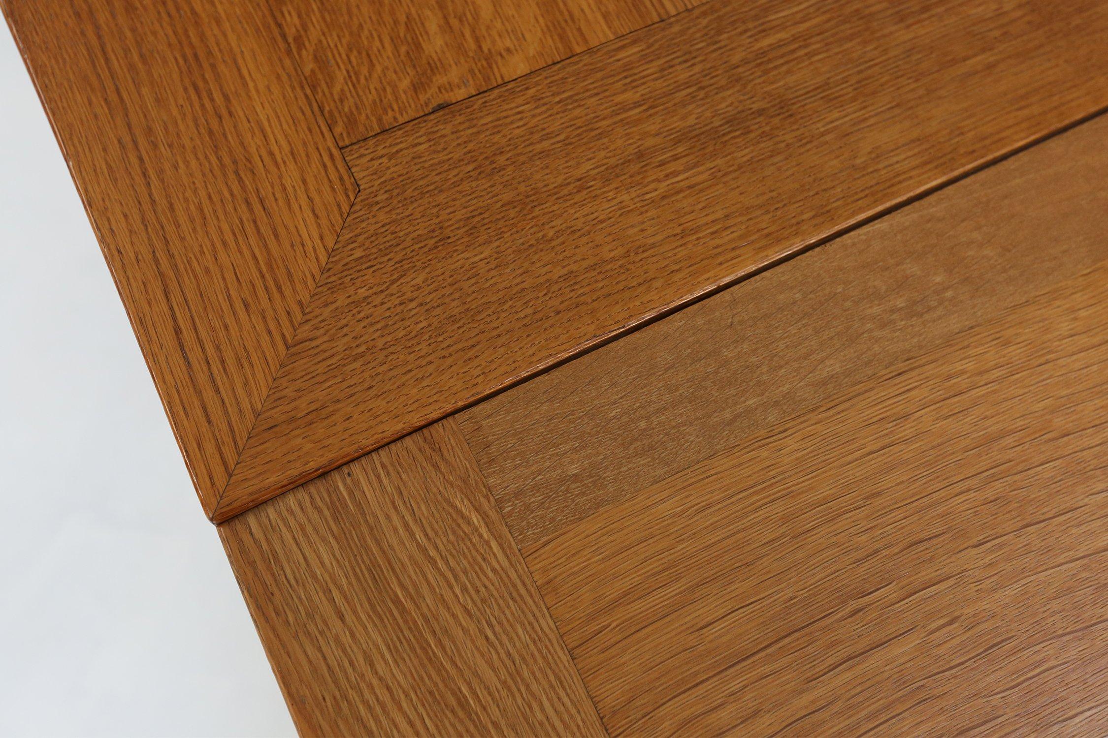 Oak Extendable Art Deco Dining Table in full oak, 1940s For Sale