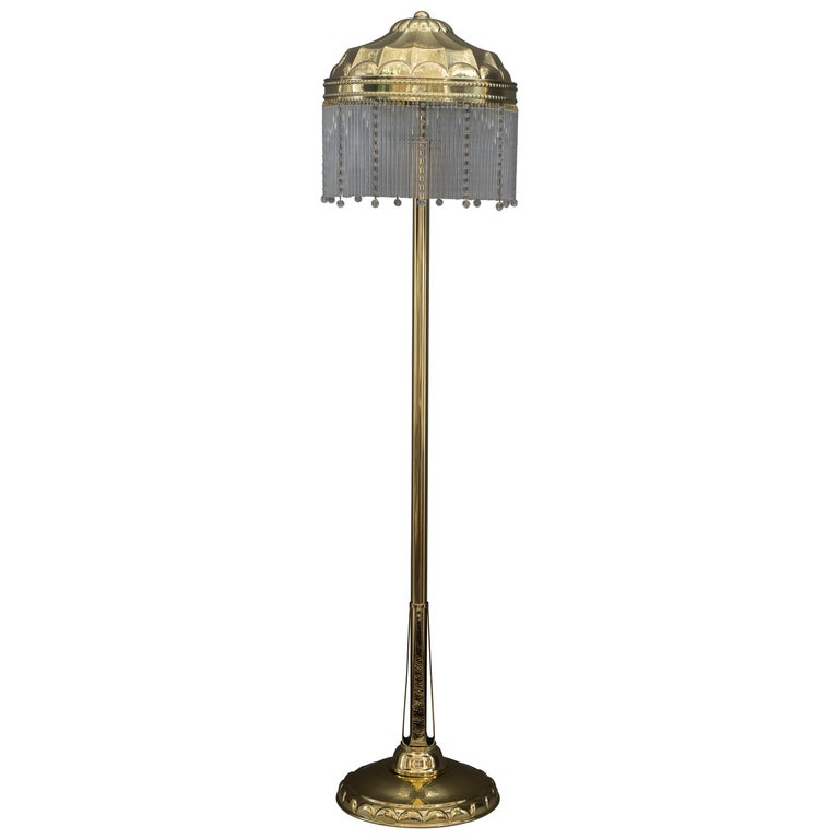Extendable Art Deco Hammered Floor Lamp, 1920s Floor Lamp