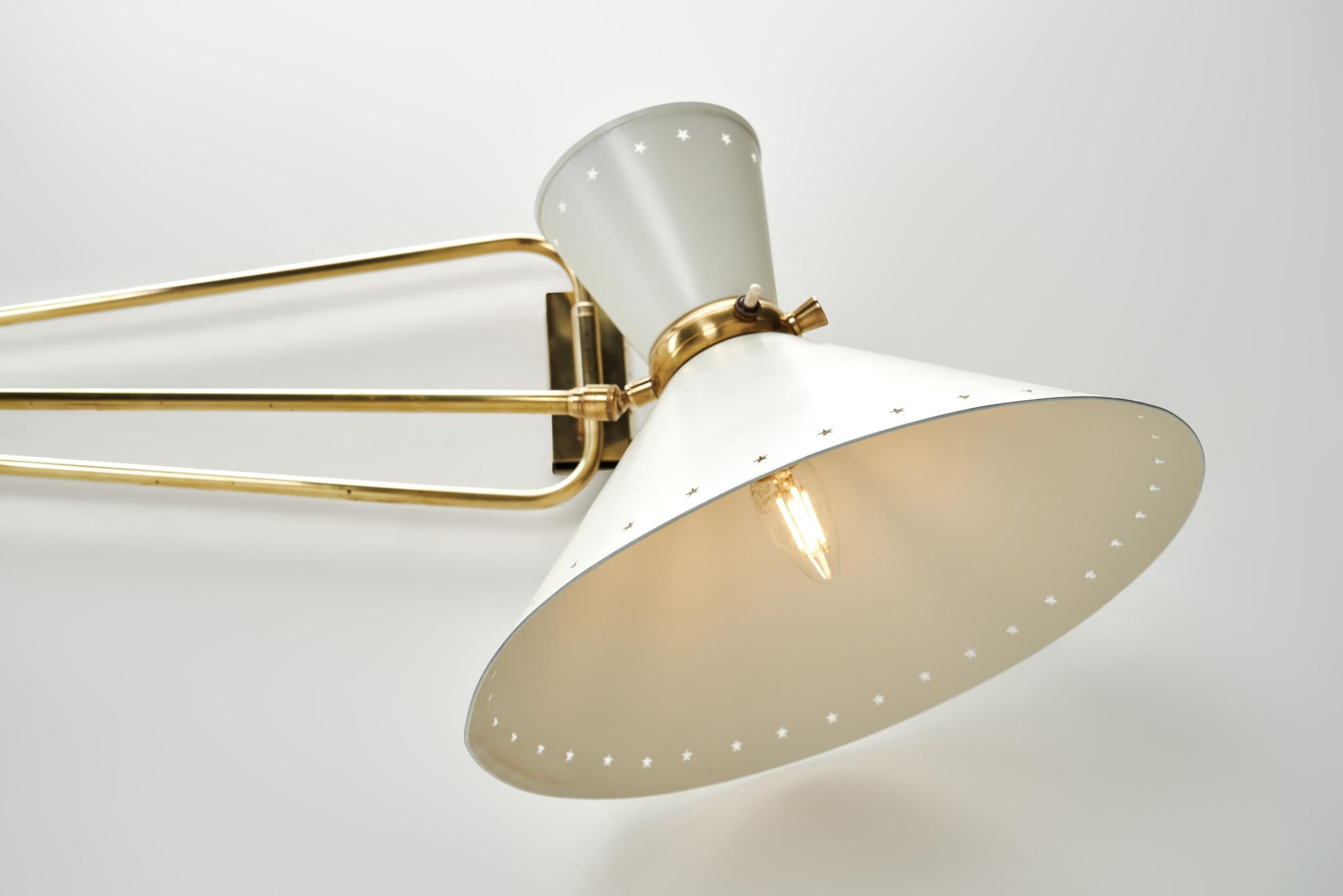 Extendable Brass Wall Lamp in the manner of Robert Mathieu, Europe 1950s For Sale 8