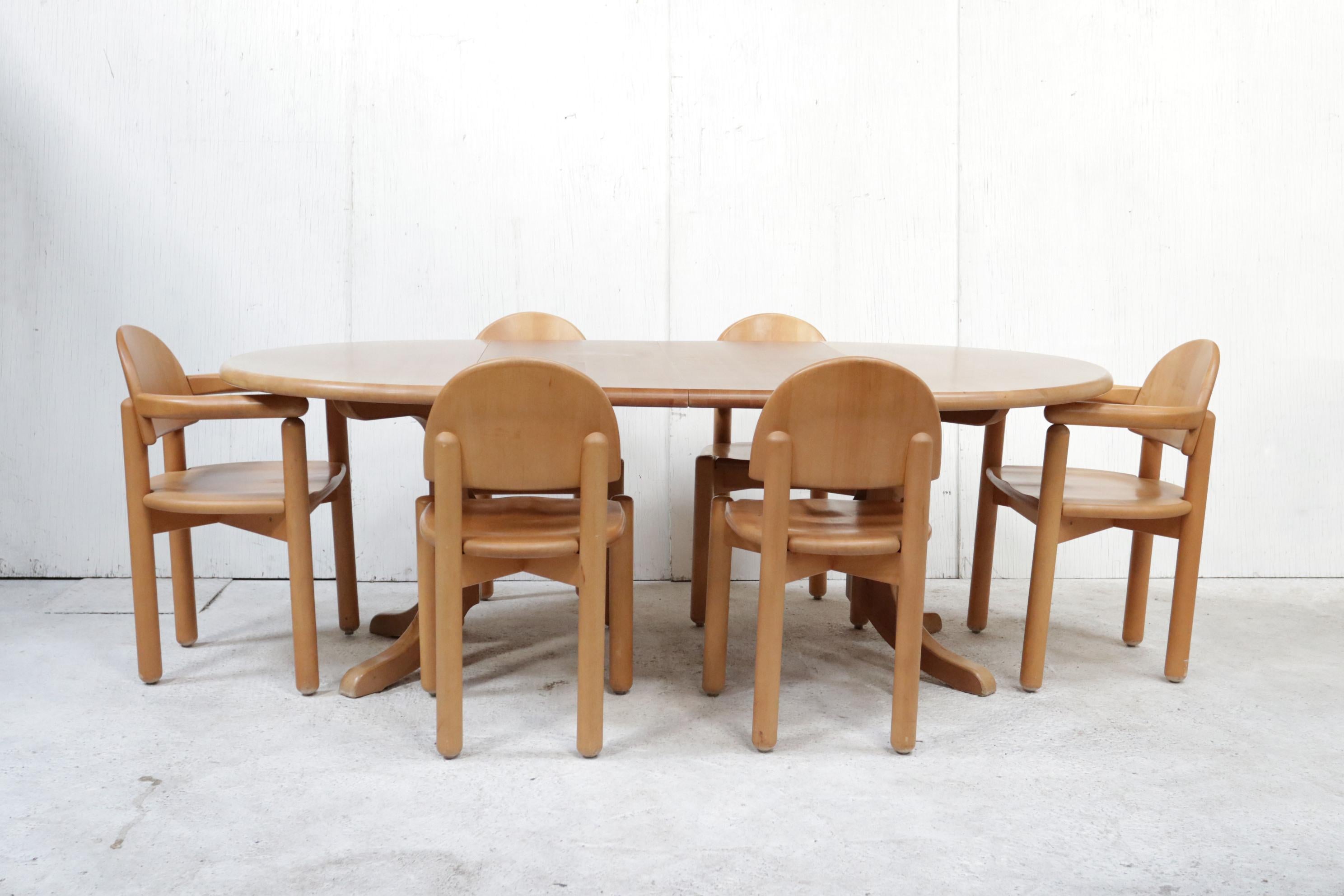 Extendable Brutalist Dining Room Set by Rainer Daumiller for Hirtshals, 1970s In Good Condition For Sale In Boven Leeuwen, NL