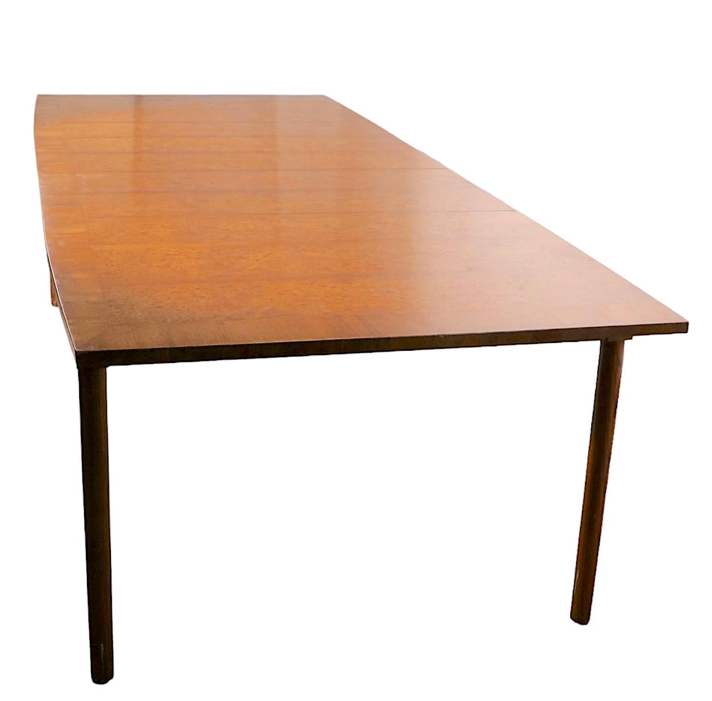 Extendable Burl and Mahogany Top Dining Table with Two Leaves Ca. 1950/1960's 3