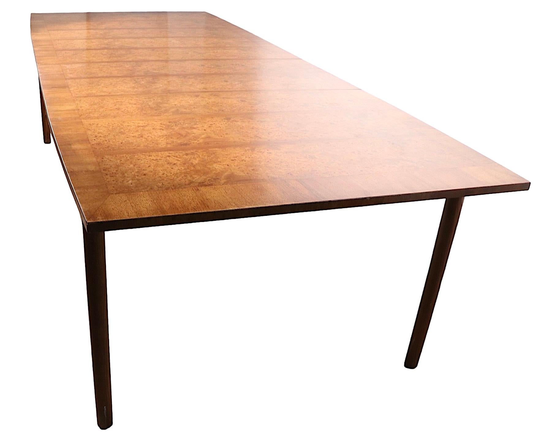 Extendable Burl and Mahogany Top Dining Table with Two Leaves Ca. 1950/1960's 5