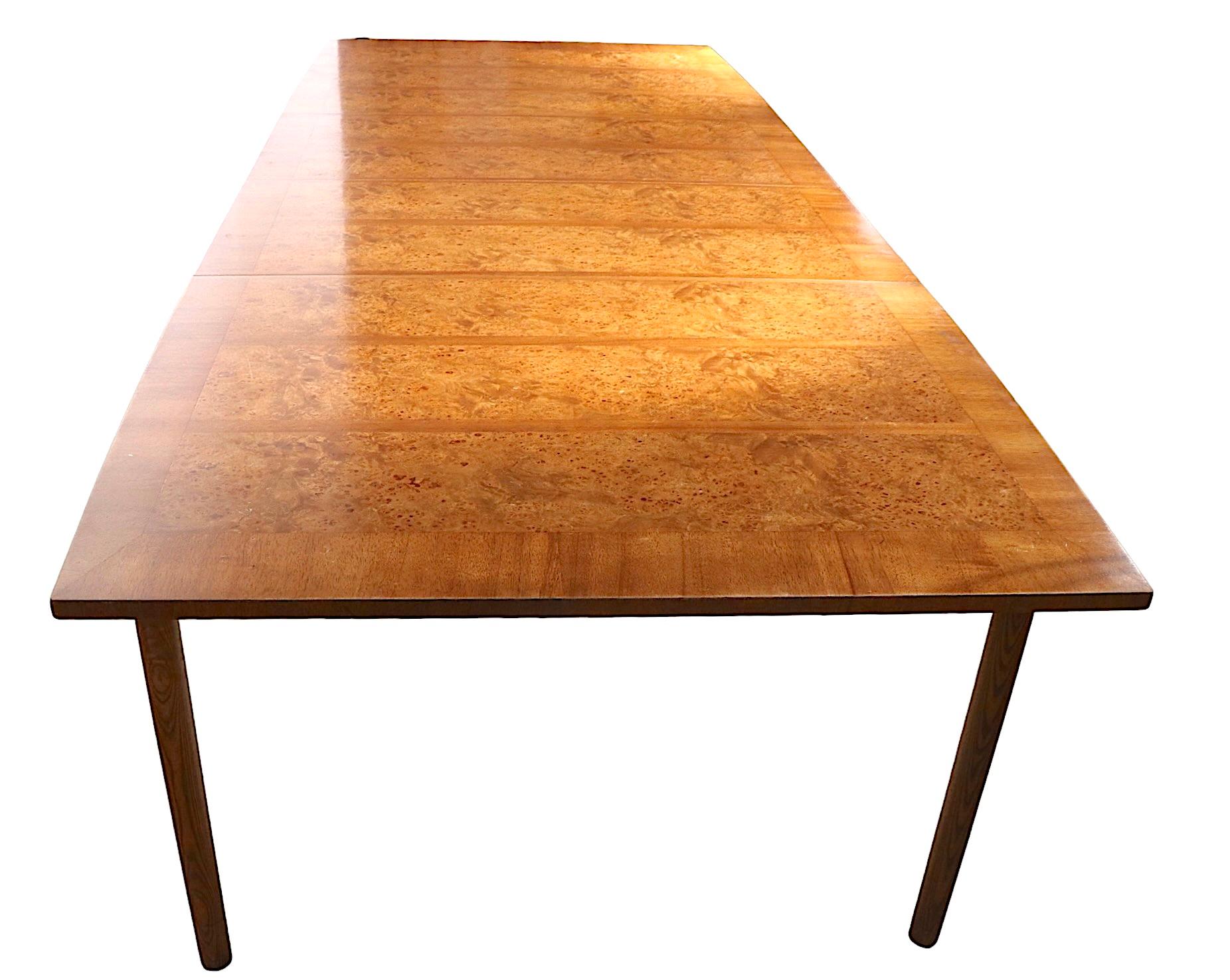 Extendable Burl and Mahogany Top Dining Table with Two Leaves Ca. 1950/1960's 6