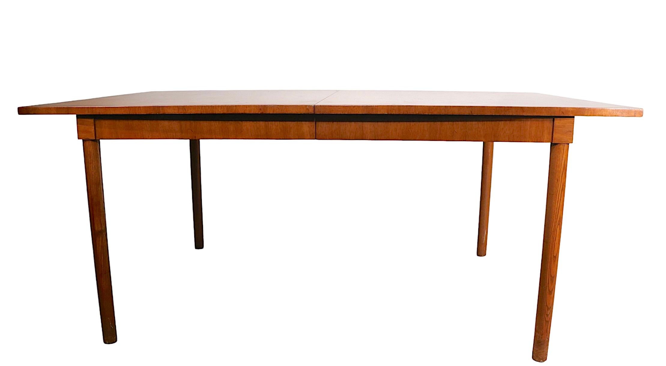 Extendable Burl and Mahogany Top Dining Table with Two Leaves Ca. 1950/1960's 11