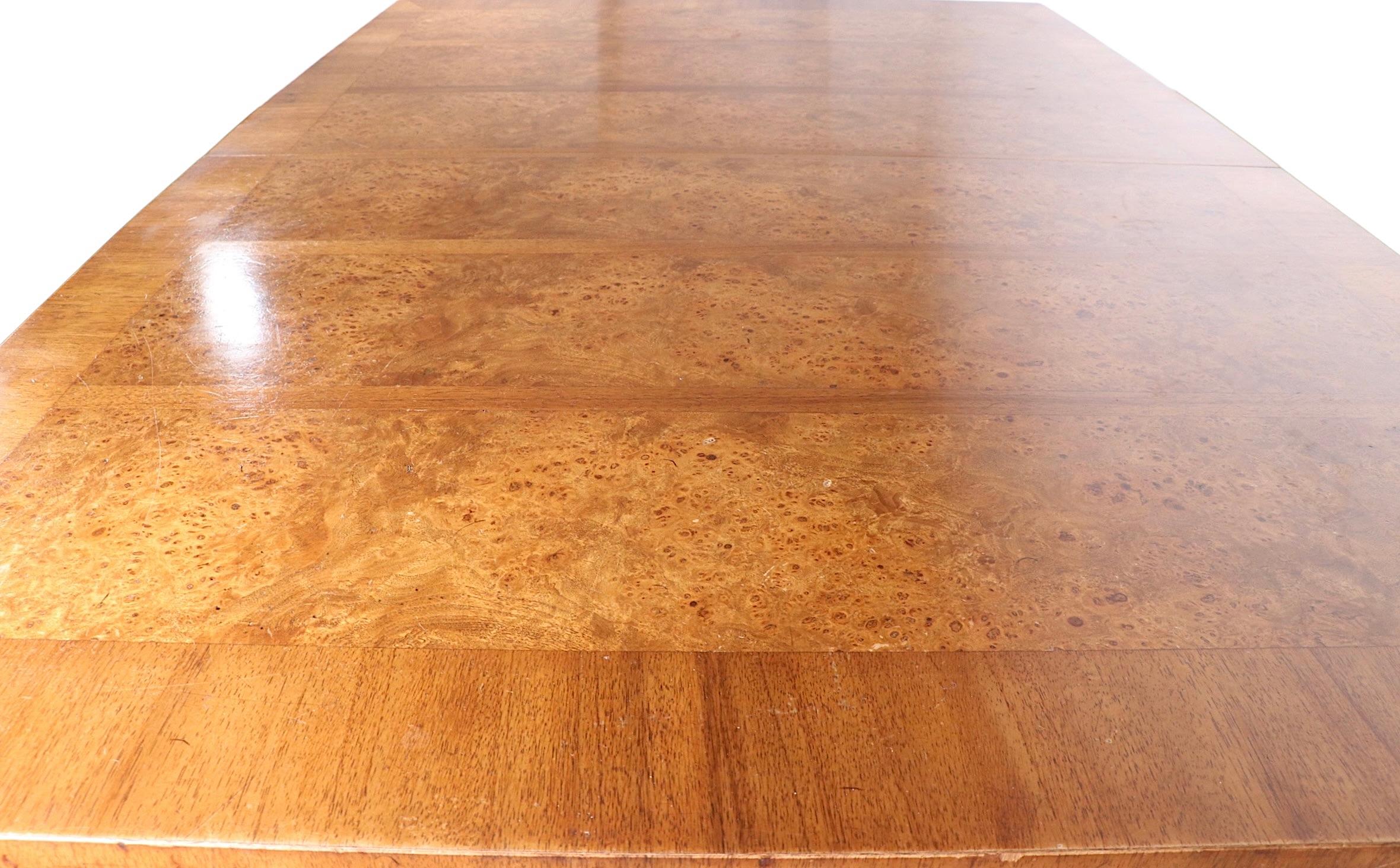 Extendable Burl and Mahogany Top Dining Table with Two Leaves Ca. 1950/1960's  For Sale 13