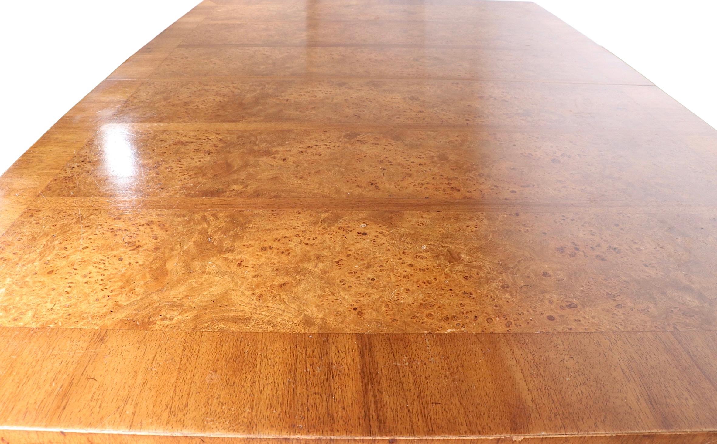 Extendable Burl and Mahogany Top Dining Table with Two Leaves Ca. 1950/1960's 13