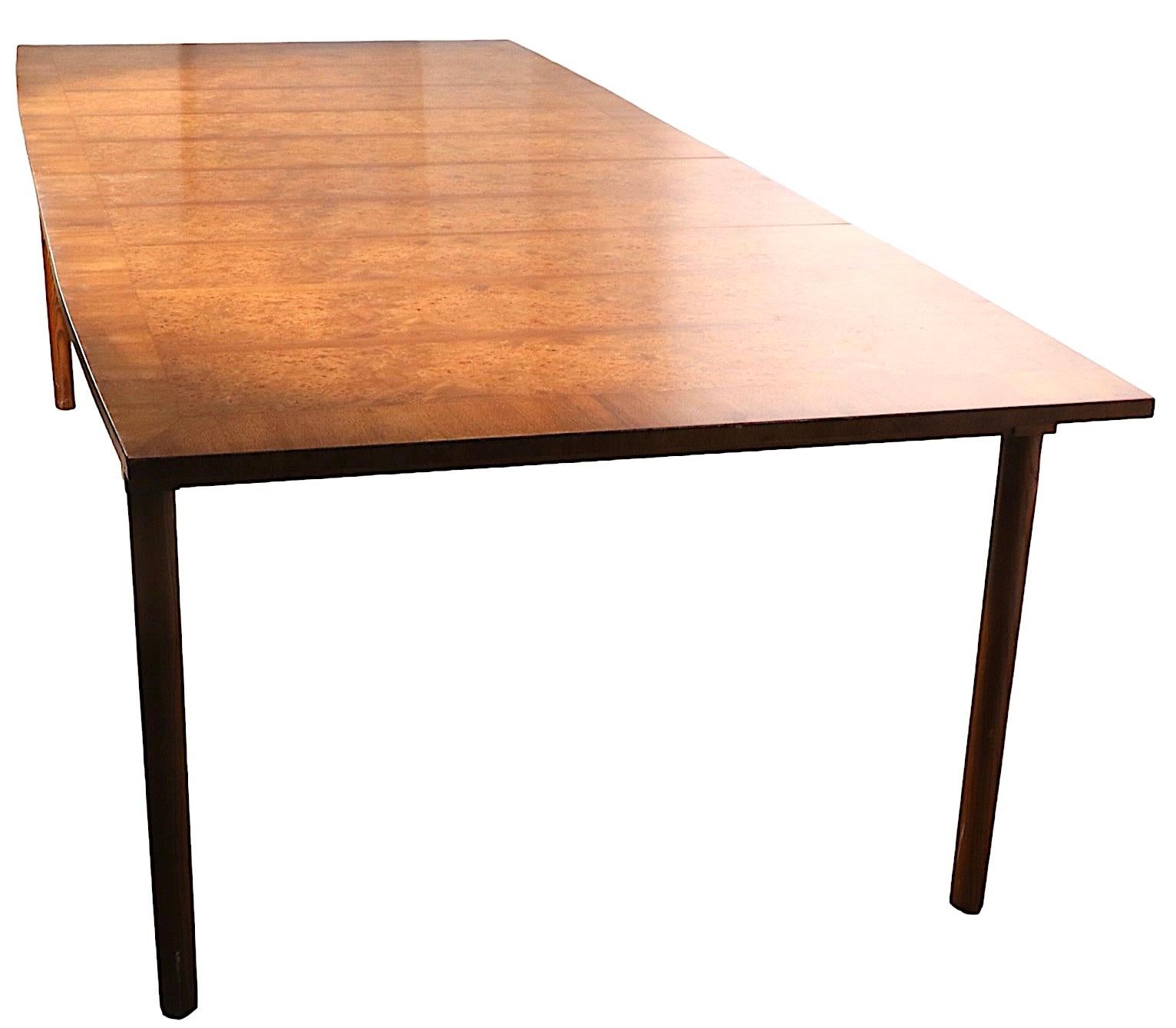 Extendable Burl and Mahogany Top Dining Table with Two Leaves Ca. 1950/1960's 2
