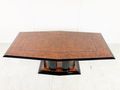 Extendable Burl Wood Dining Table by Paul Michel, 1980s