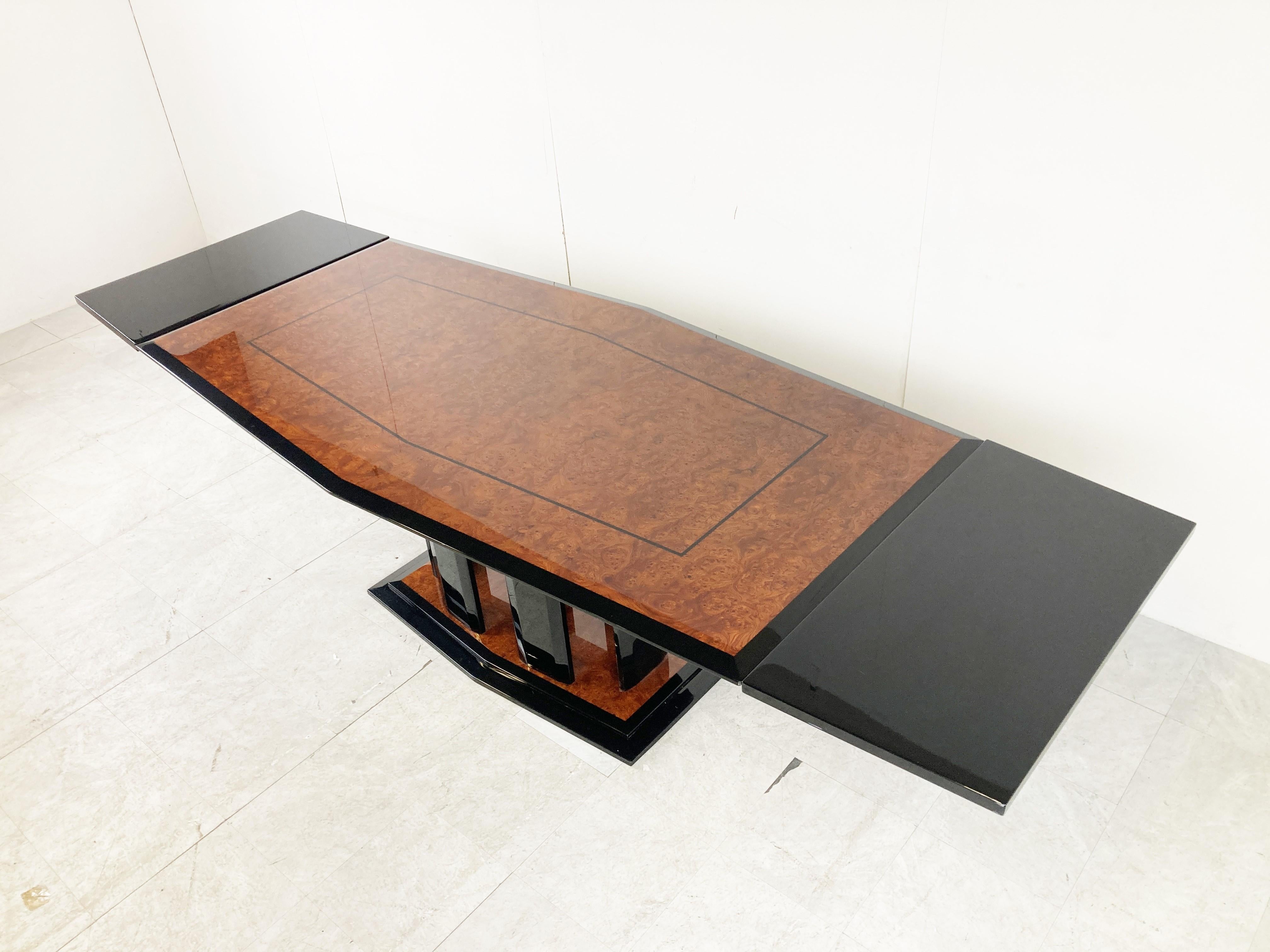 Late 20th Century Extendable Burl Wood Dining Table by Paul Michel, 1980s For Sale