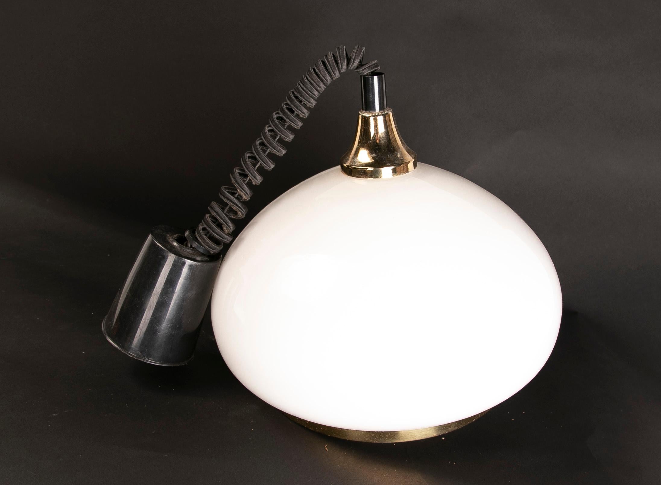 Extendable Ceiling Lamp with Glass and Gold Metal Lampshade.