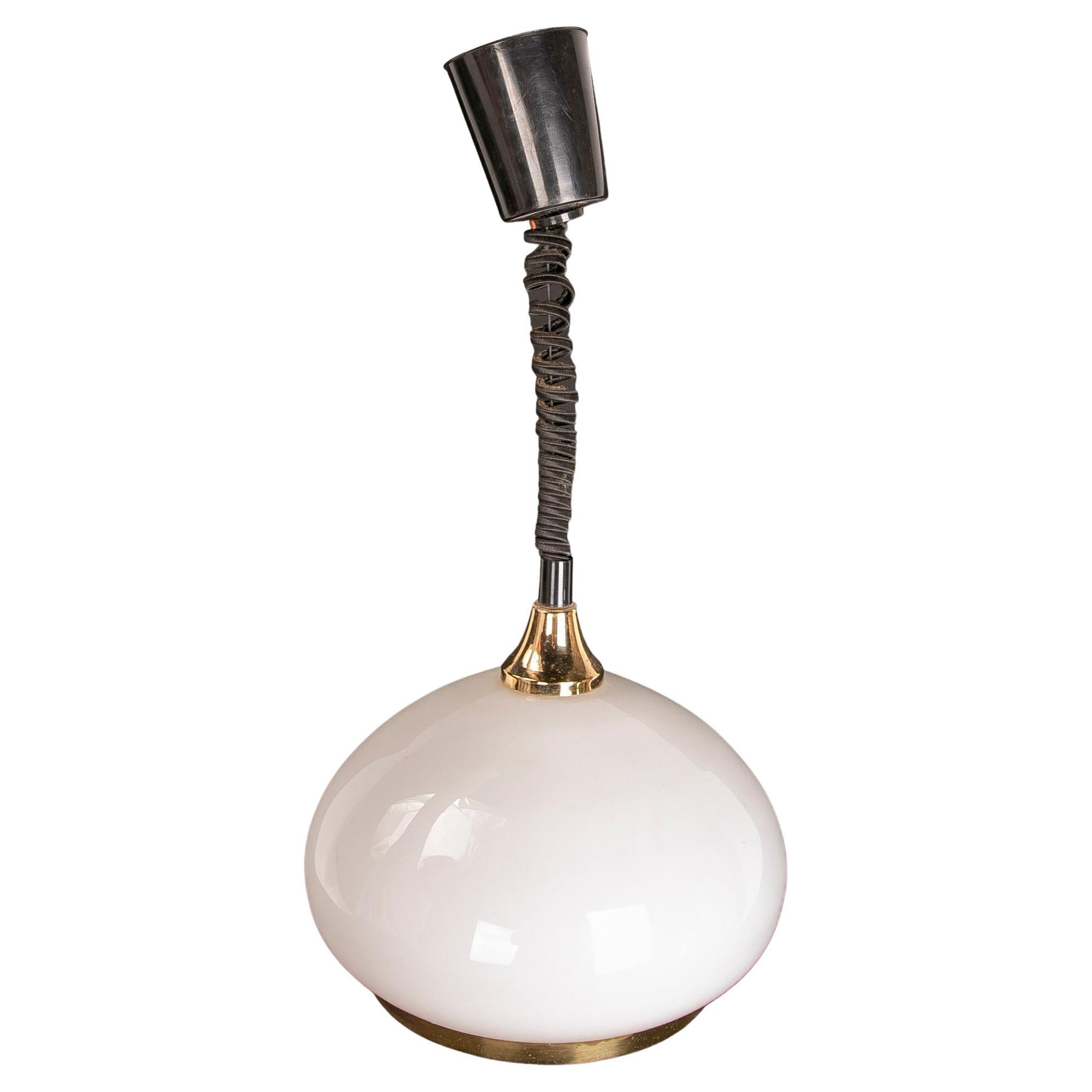 Extendable Ceiling Lamp with Glass and Gold Metal Lampshade For Sale