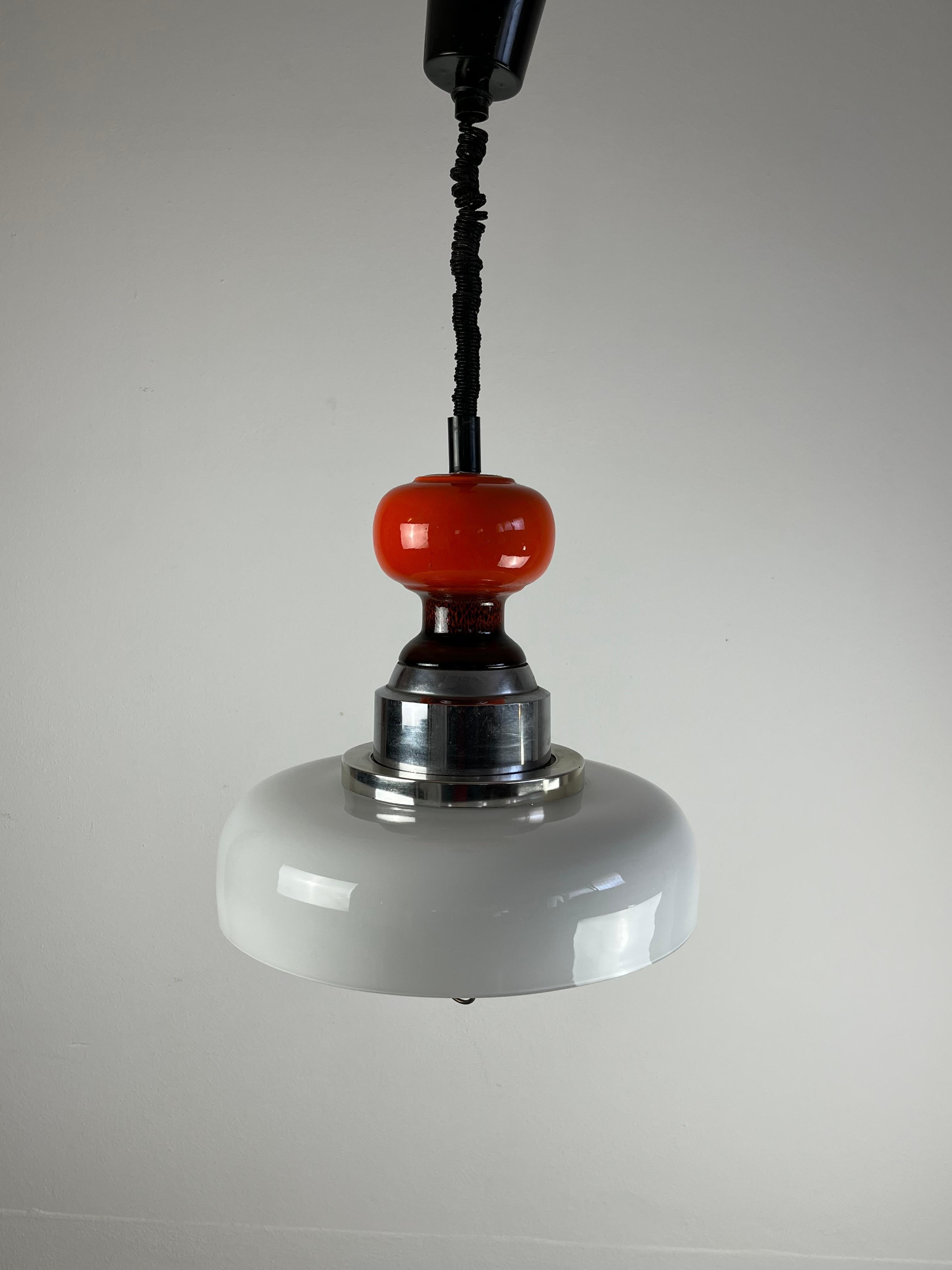 Italian Extendable Ceramic and Glass Chandelier, Italy, 1970s For Sale