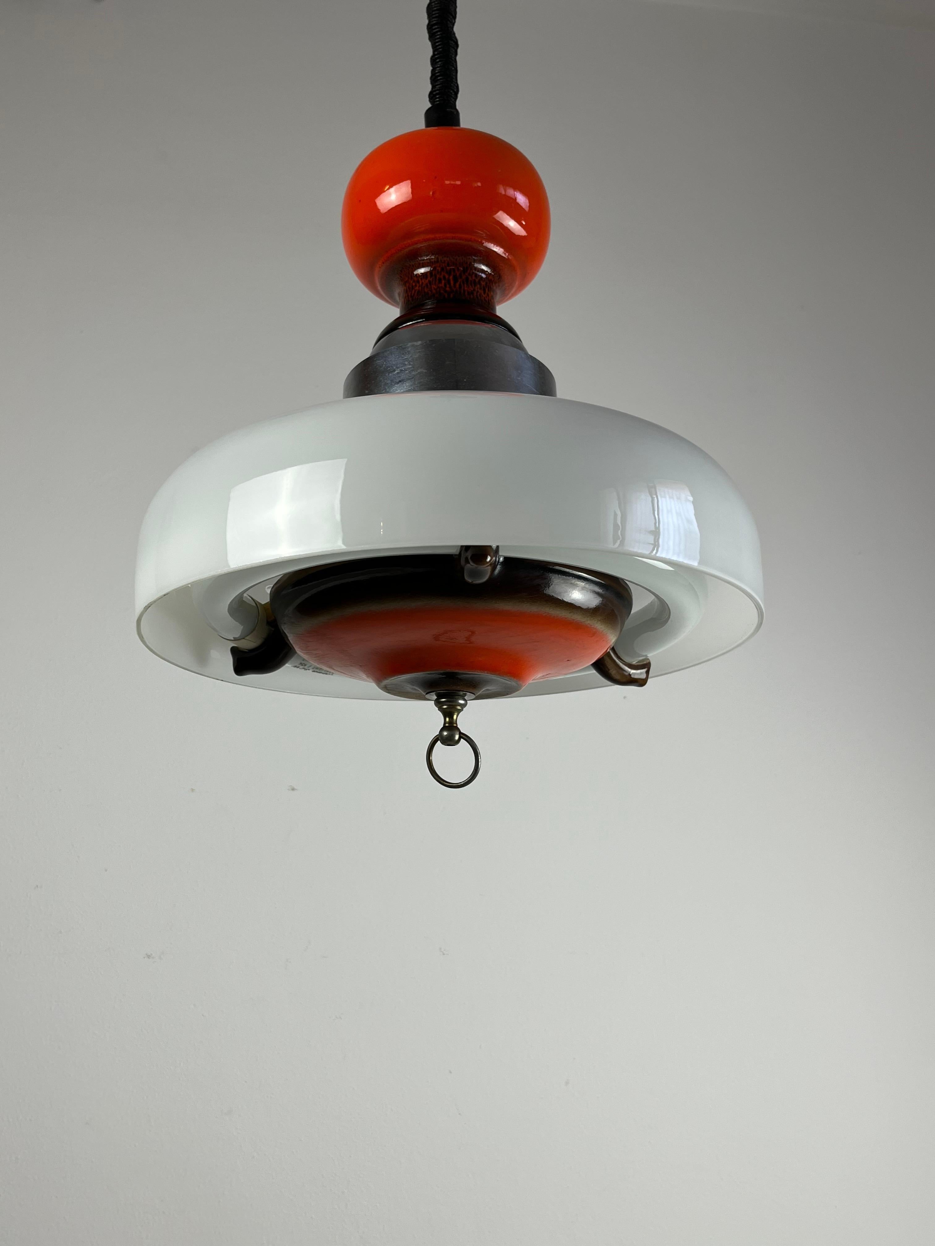 Extendable Ceramic and Glass Chandelier, Italy, 1970s In Good Condition For Sale In Palermo, IT
