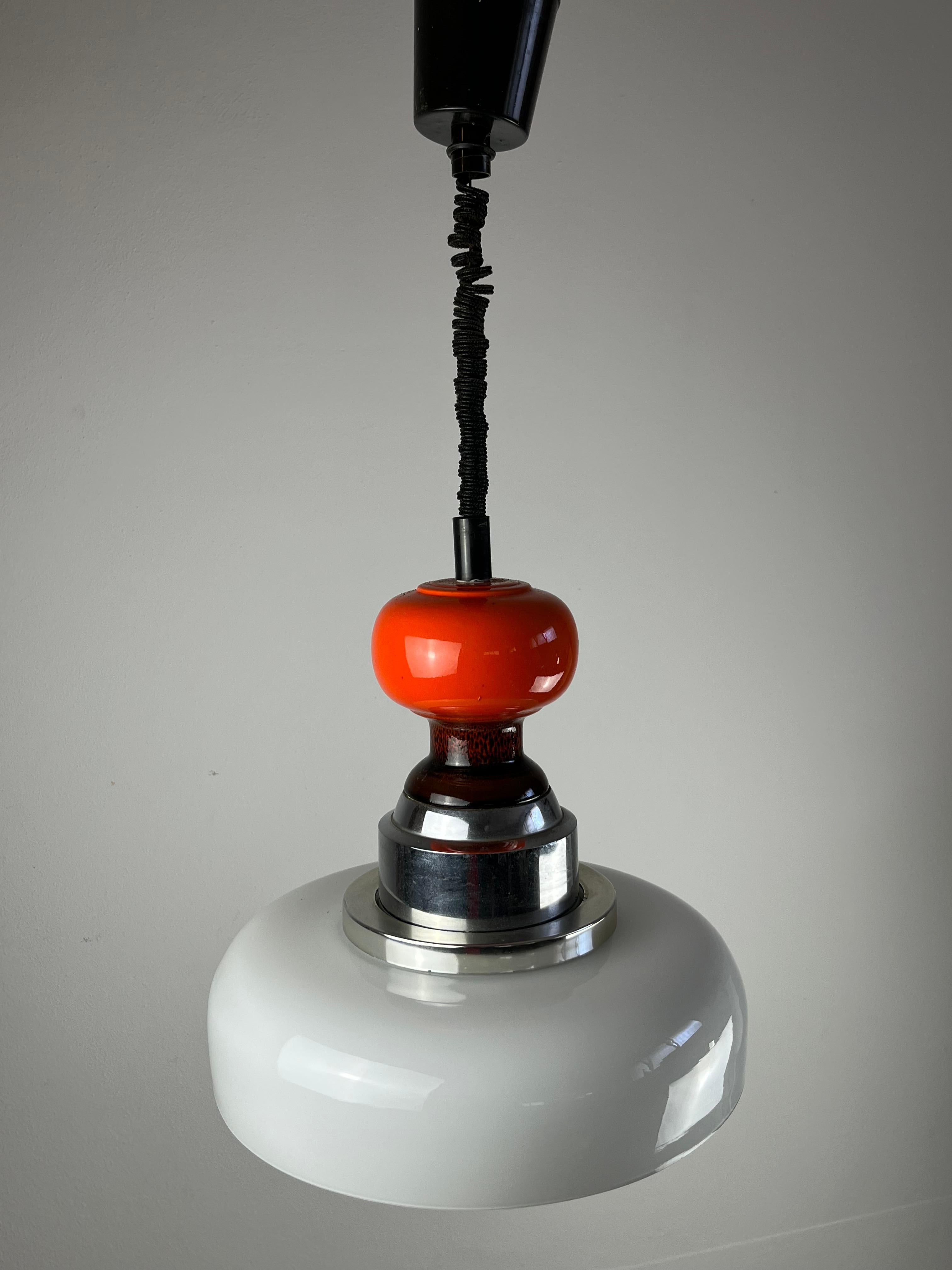 Extendable Ceramic and Glass Chandelier, Italy, 1970s For Sale 2
