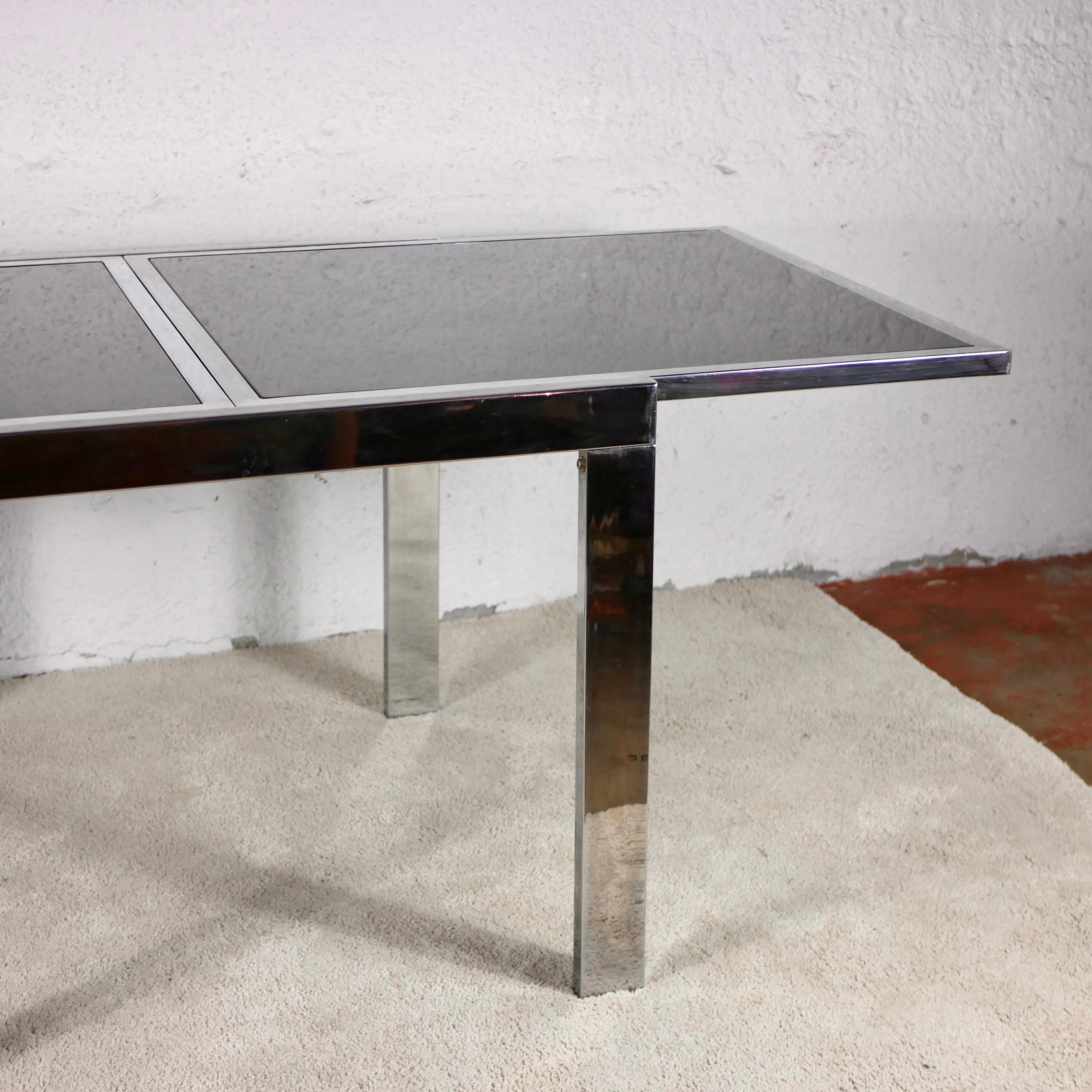 Extendable Chrome and Glass Dining Table in the Style of Milo Baughman, Italy 10