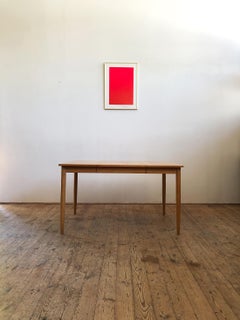 Extendable Danish Midcentury Oak Dining Table with Round Leaves