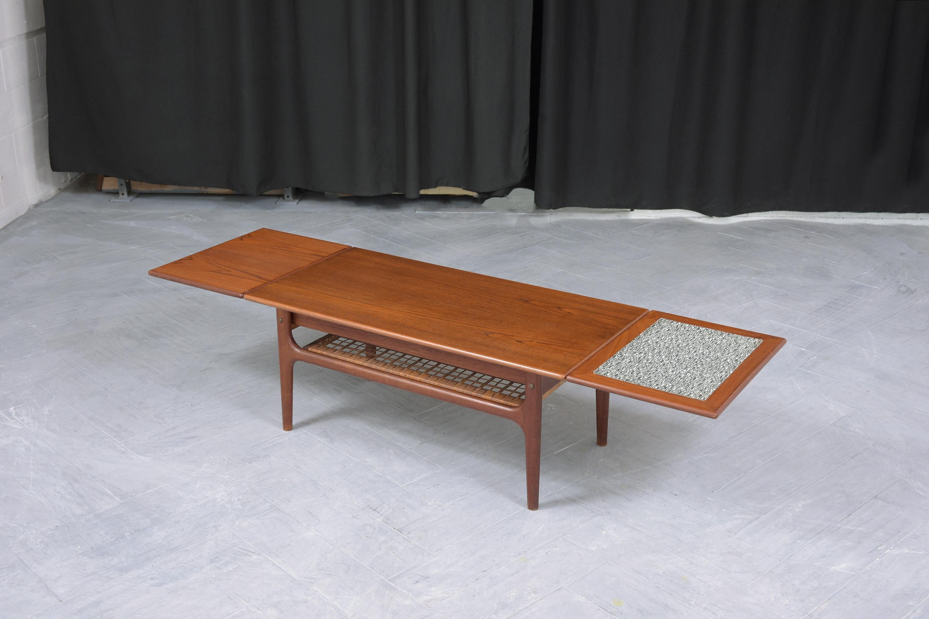 Brass 1960s Extendable Teak Coffee Table: Mid-Century Modern Design For Sale