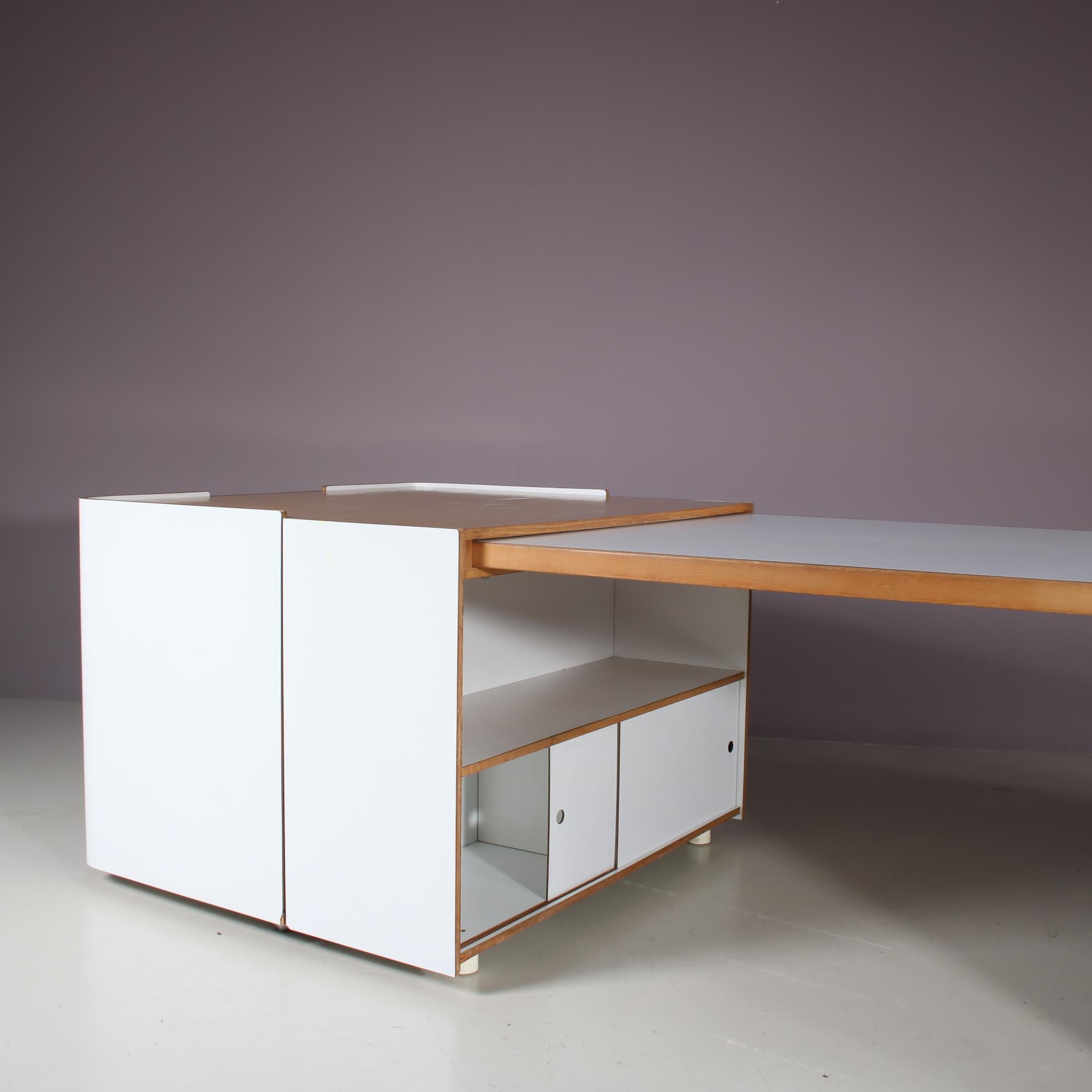 Extendable Desk by Roberto Pamio, Renato Toso & Noti Massari for Stilwood, Italy In Good Condition In Amsterdam, NL