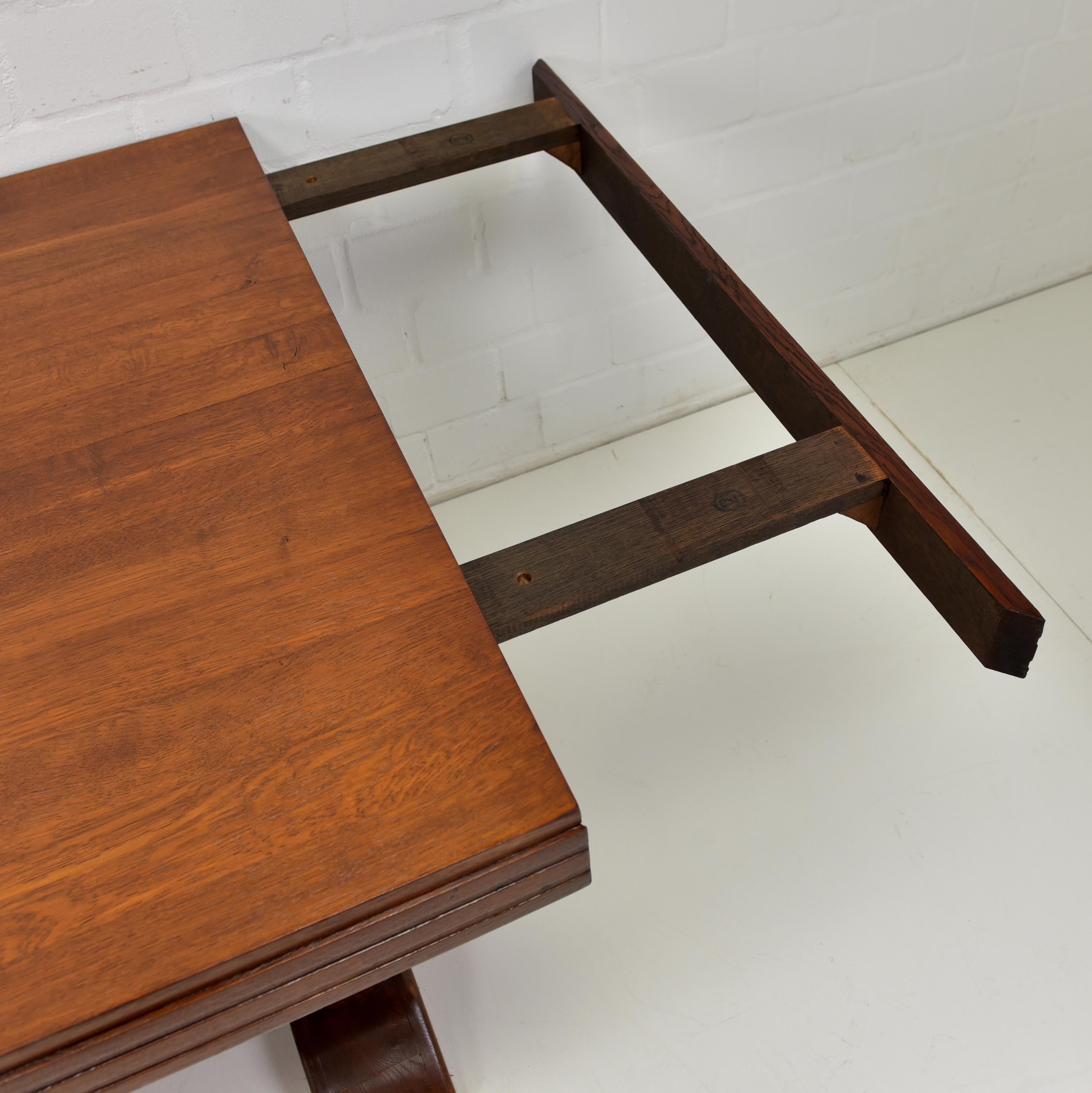 Early 20th Century Extendable Dining / Conference Table Art Deco Ca, 1930 Massive Oak For Sale