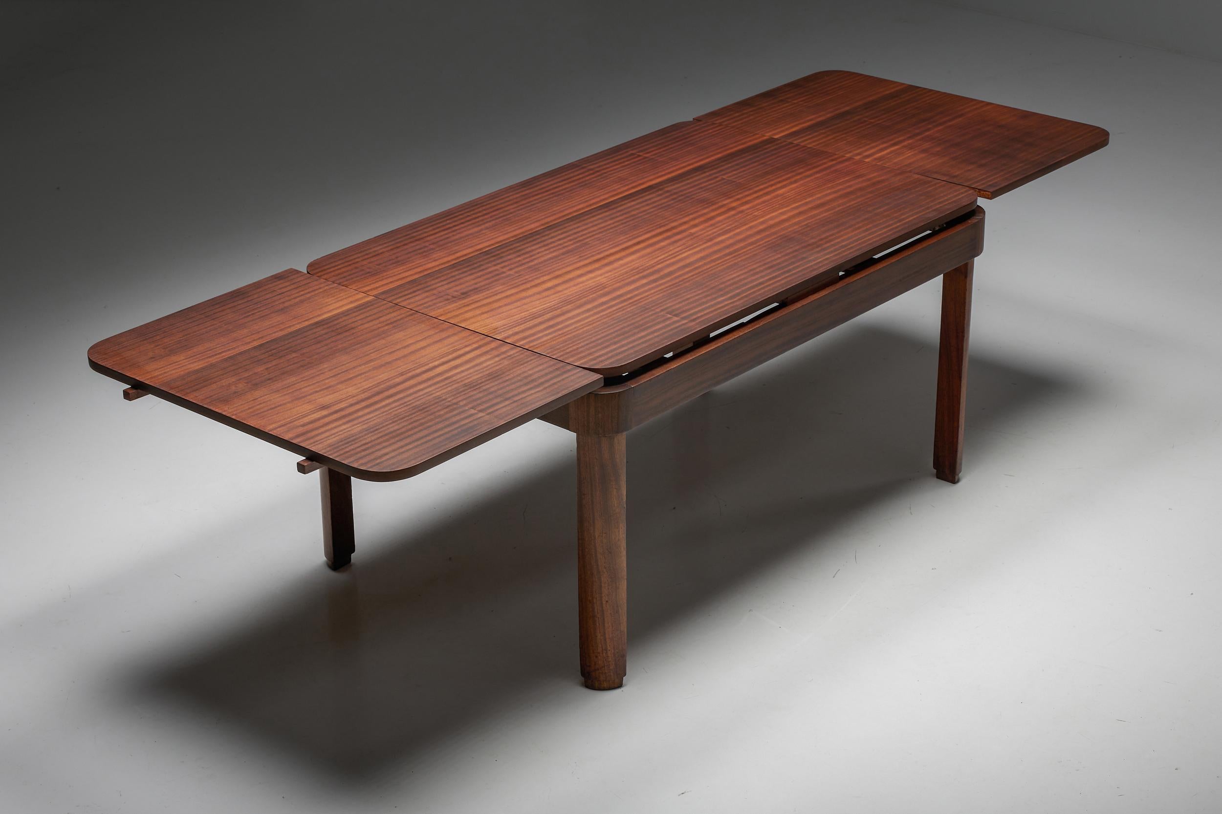 Belgian Extendable Dining Table by John Van Zeeland, Art Deco, Belgium, 1930s For Sale