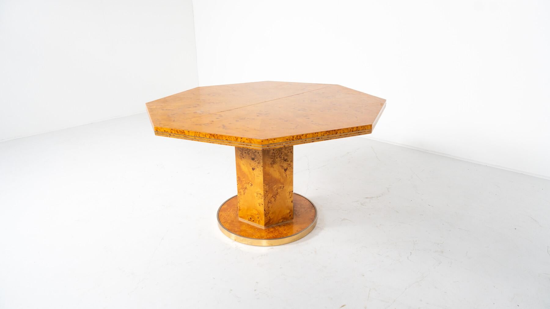 Mesa de comedor extensible de Willy Rizzo para Mario Sabot, Hollywood Regency, años 70 Madera en venta