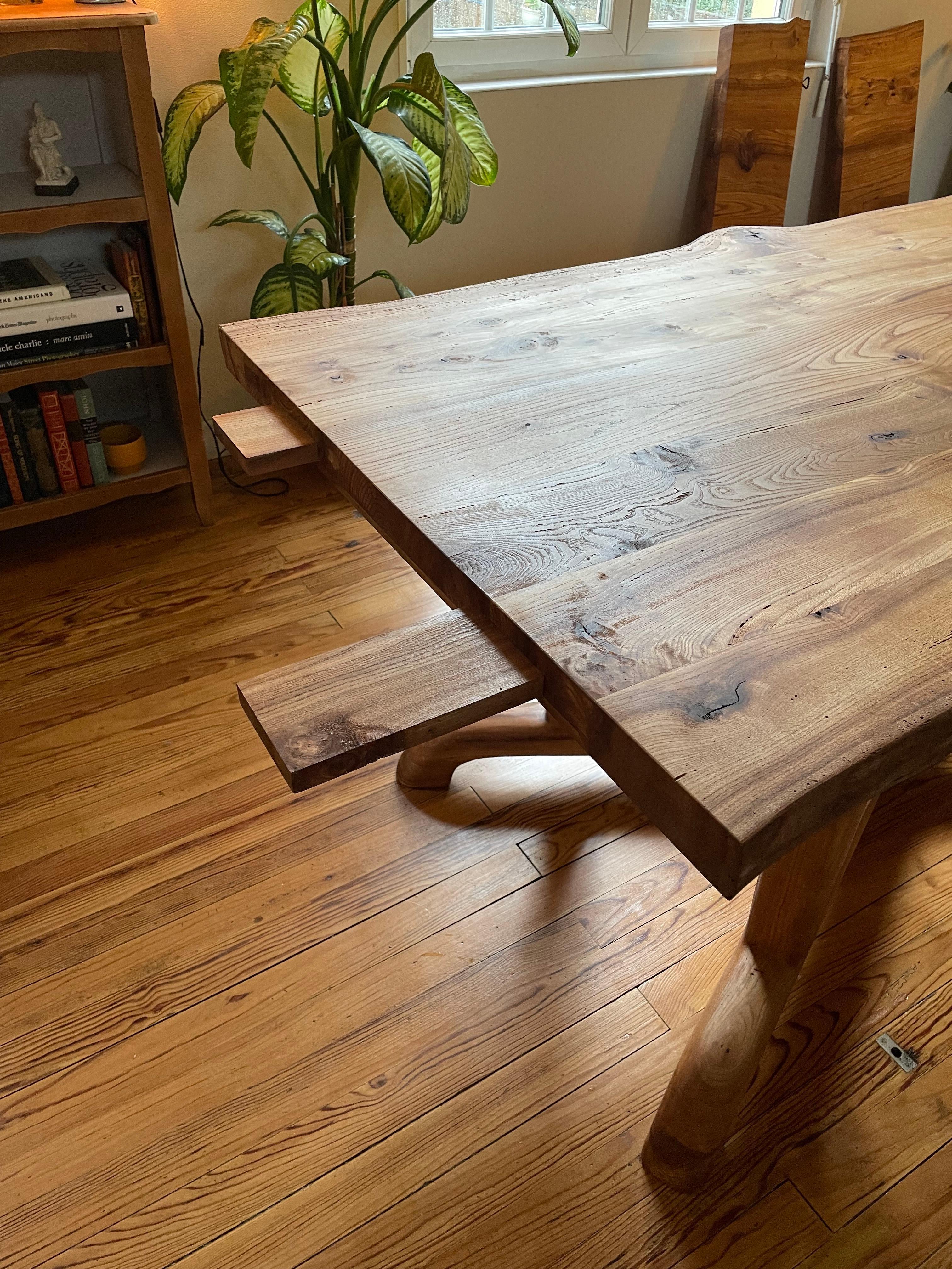 Extendable Dining Table - Reclaimed Elm Wood For Sale 3