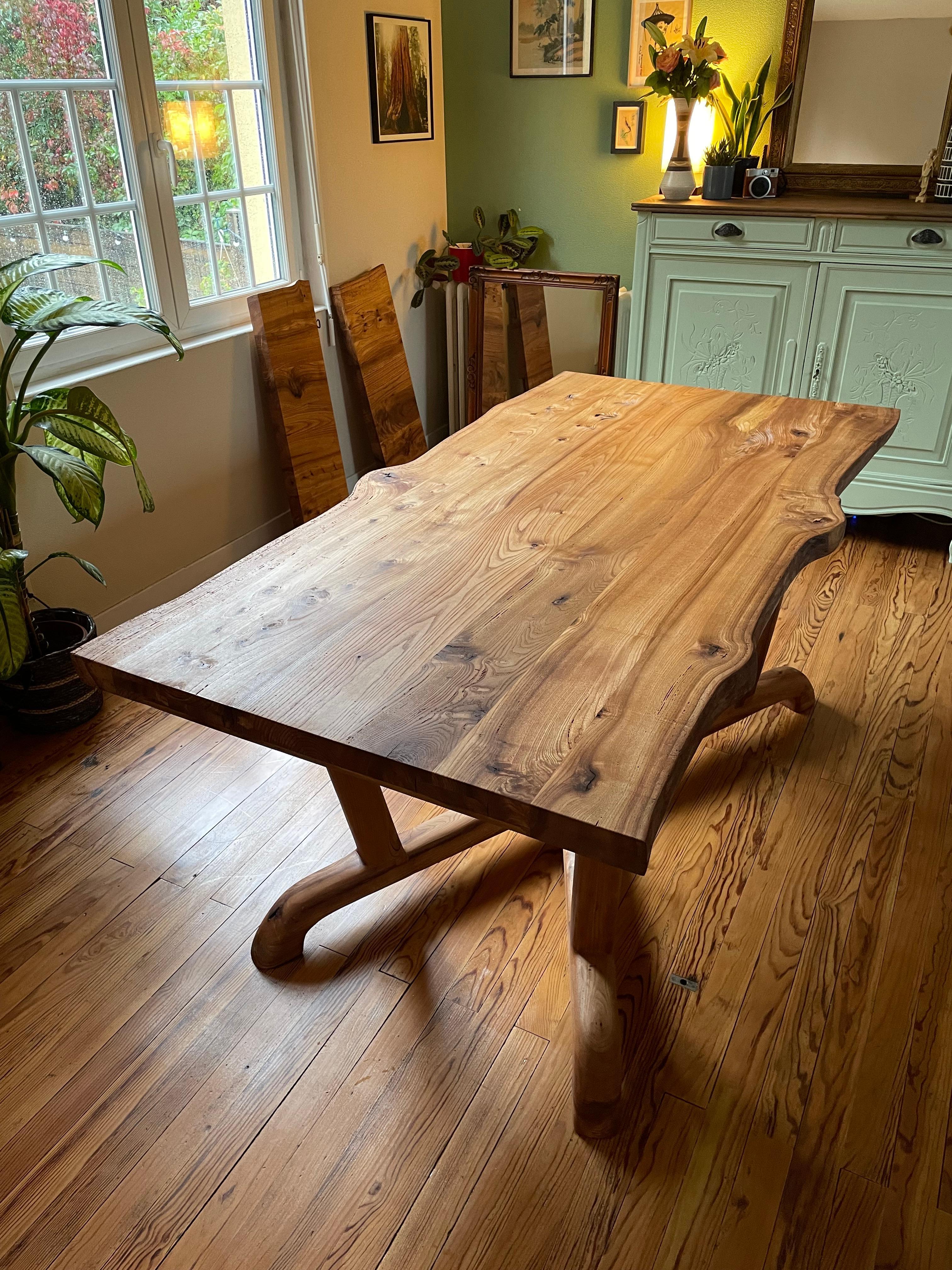Table de salle à manger à rallonge - bois d'orme récupéré en vente 2