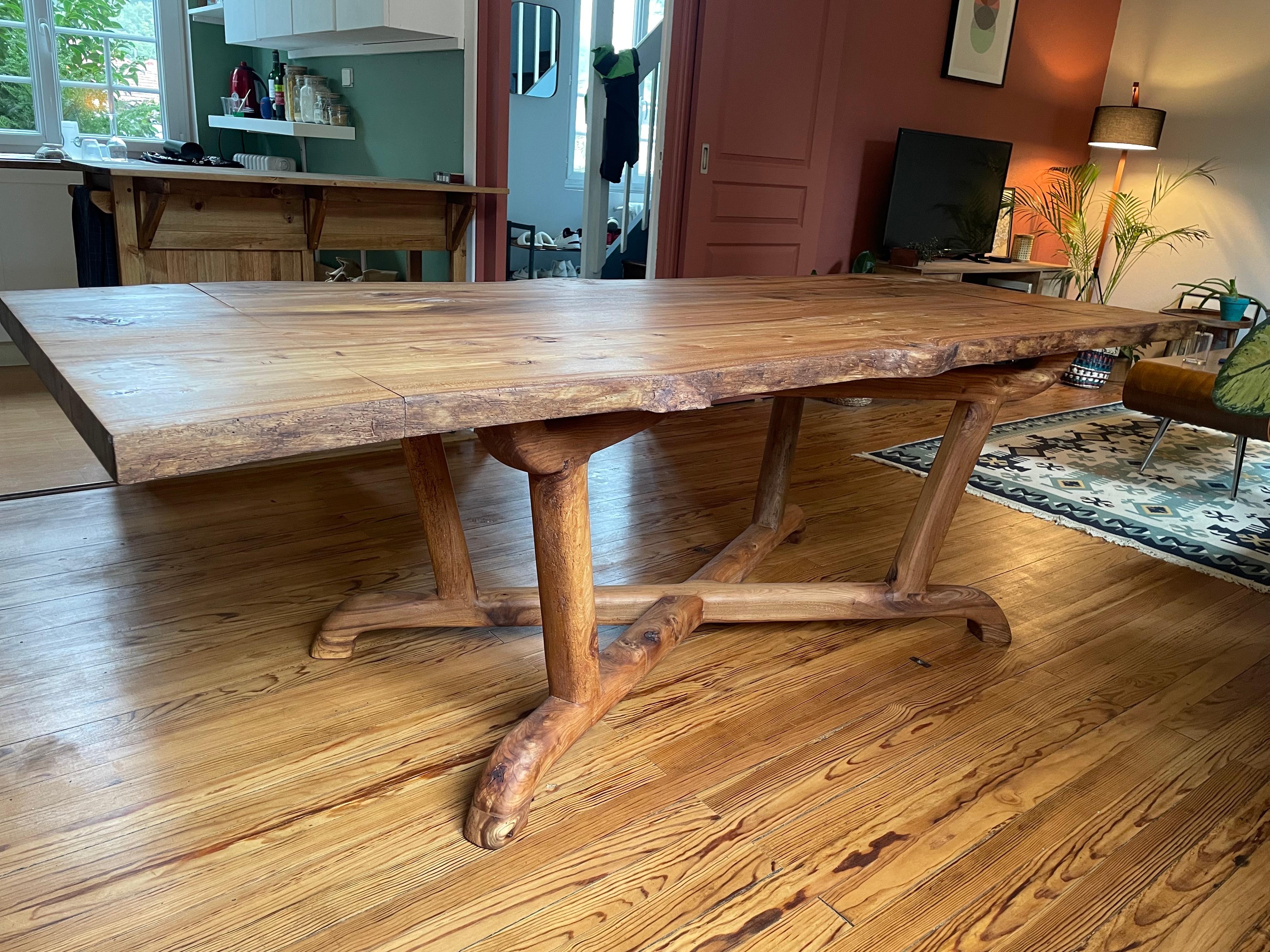 French Extendable Dining Table - Reclaimed Elm Wood For Sale